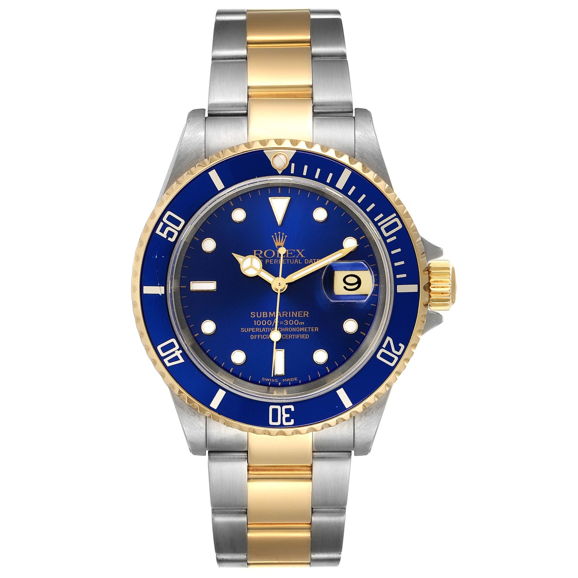 Rolex Submariner Blue Dial Steel Yellow Gold Mens Watch 16613 Saudi Arabia