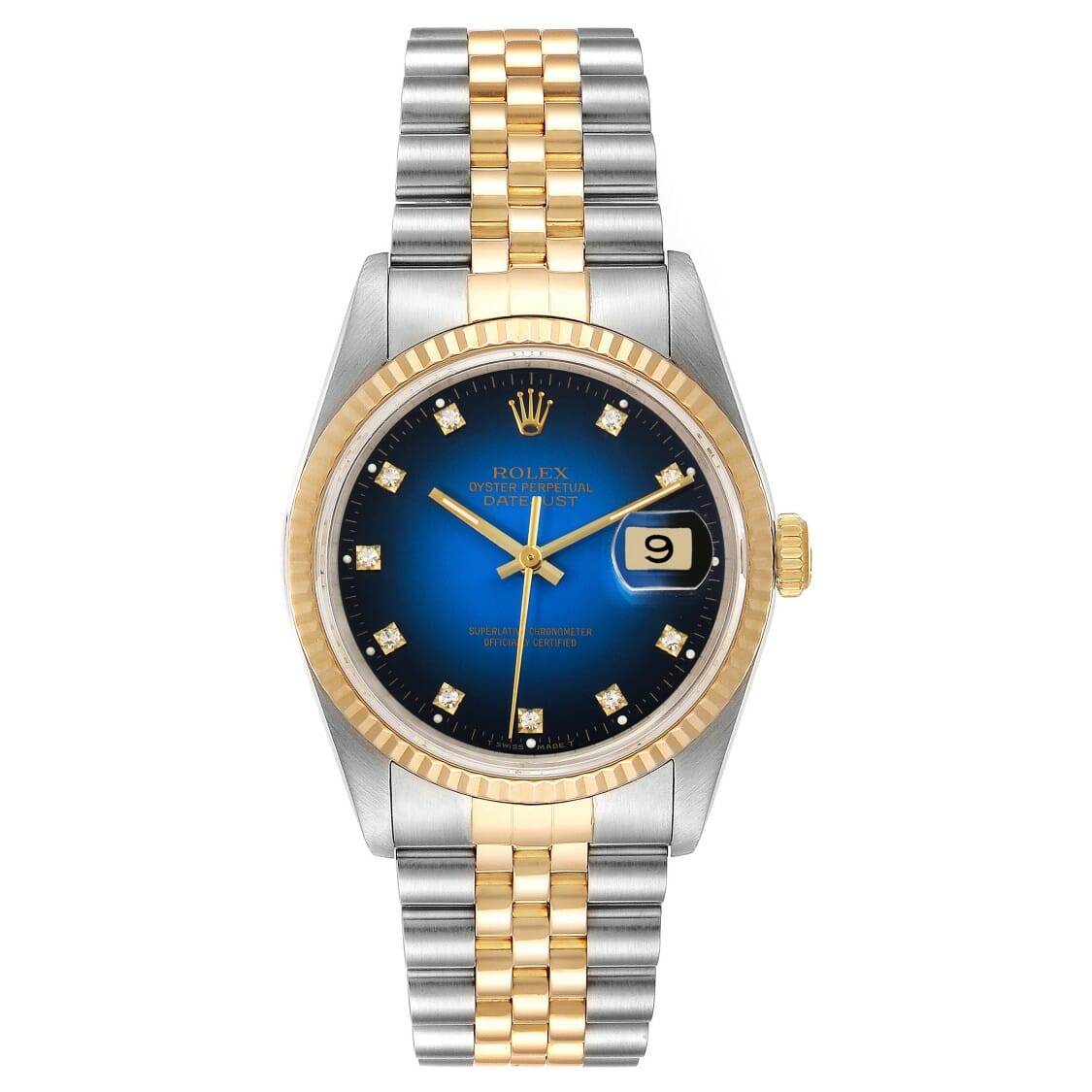 Rolex Datejust Steel Yellow Gold Vignette Diamond Dial Watch 16233 Saudi Arabia