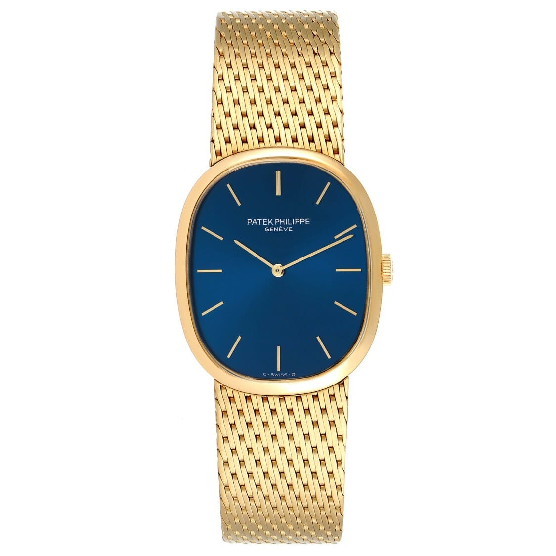 Patek Philippe Golden Ellipse 18K Yellow Gold Blue Dial Watch 3748 Saudi Arabia