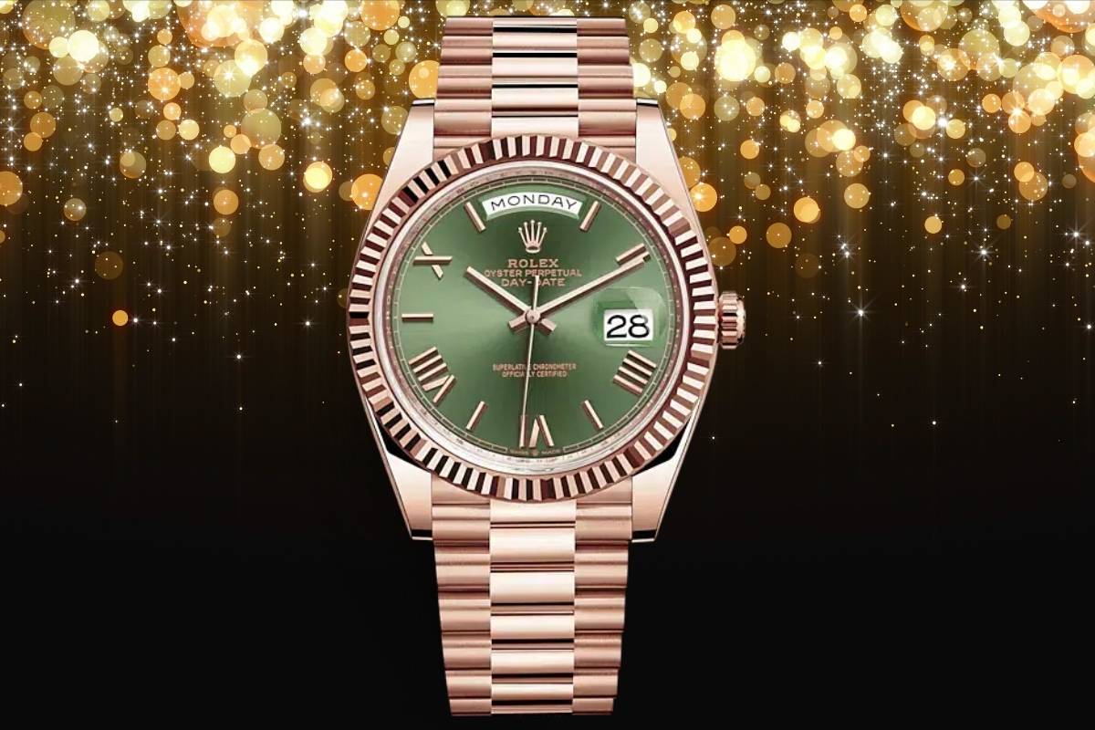Rolex Day Date in Rose Gold with Green Dial