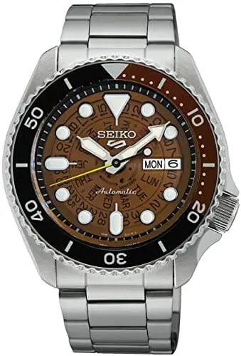 Seiko 5 Sports SRPJ47K1 Skeleton Style Watch with Brown Dial and Bracelet