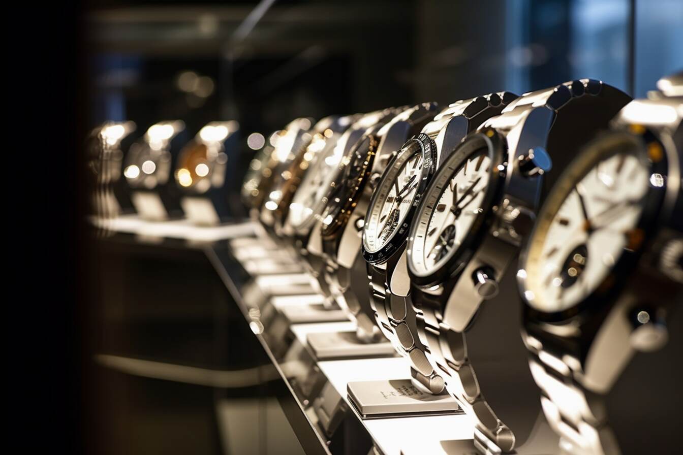 Seiko watches displayed in a boutique store in Japan