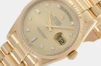 Rolex 18k Gold Champagne Diamond Day-Date Watch - Men's 36mm