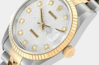 Silver and gold Rolex Datejust 16233 36mm men's watch with diamonds.