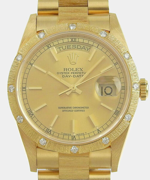 ساعة يد رجالية رولكس مطلية بالذهب الأصفر عيار 18 قيراط 36 ملم