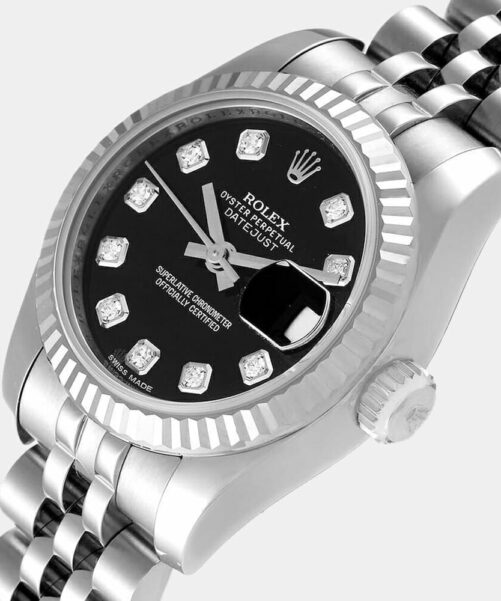 Rolex Black Diamond Datejust 179174 Women's Watch