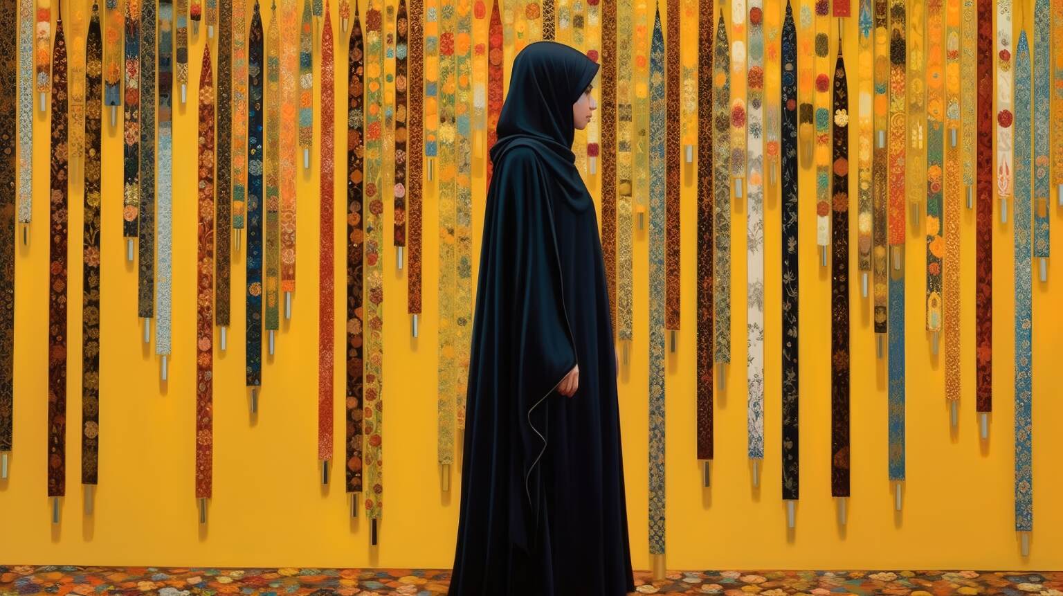 woman wearing a flowing abaya upscale