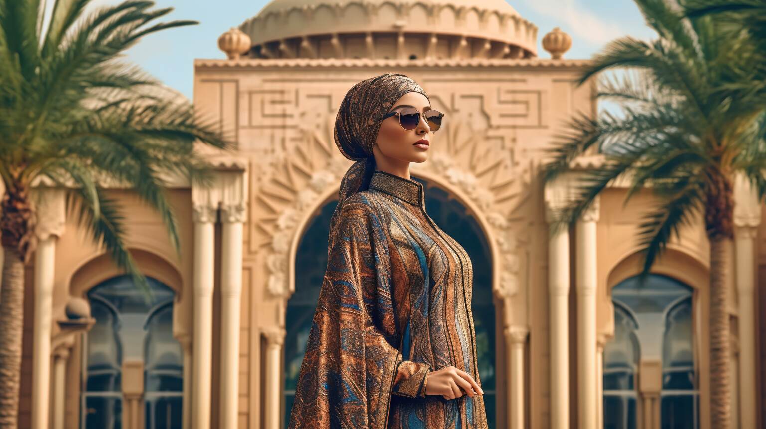 woman wearing a modest but elegant abaya upscale