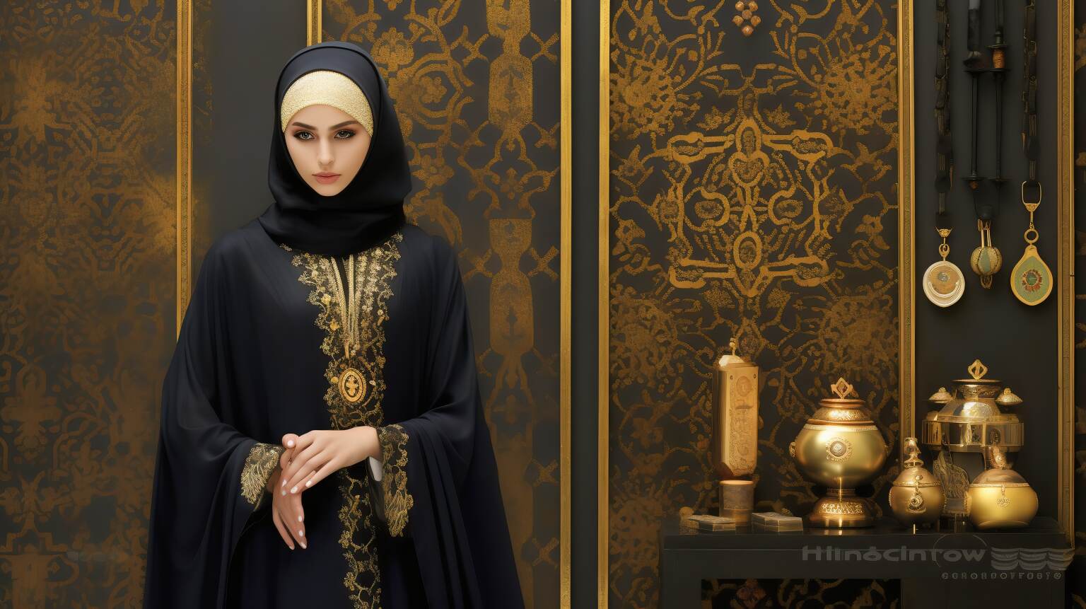 woman wearing a traditional abaya 2 upscale