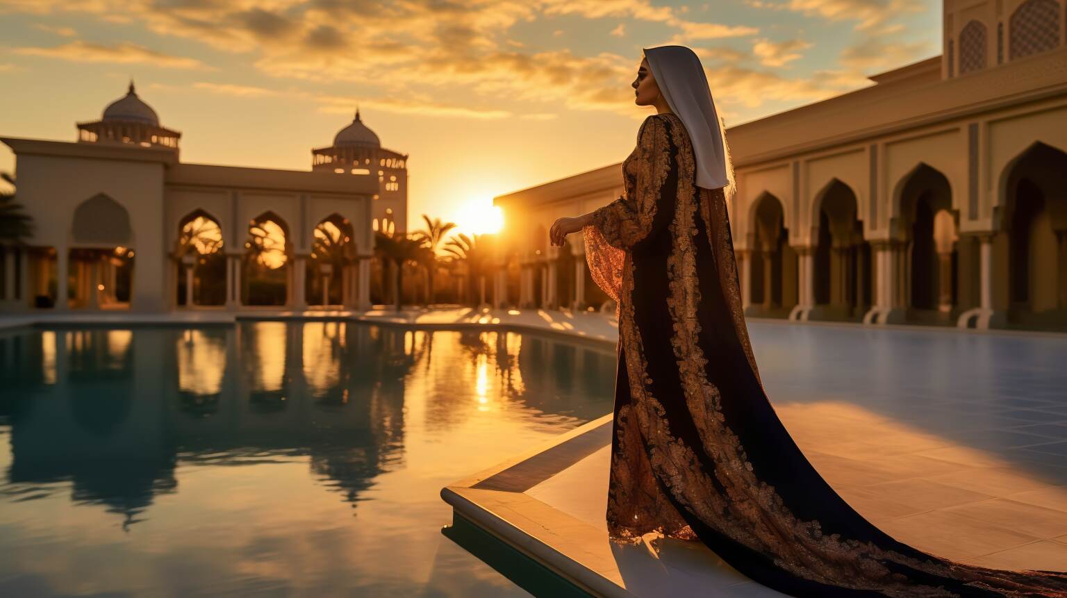 woman wearing a traditional abaya upscale