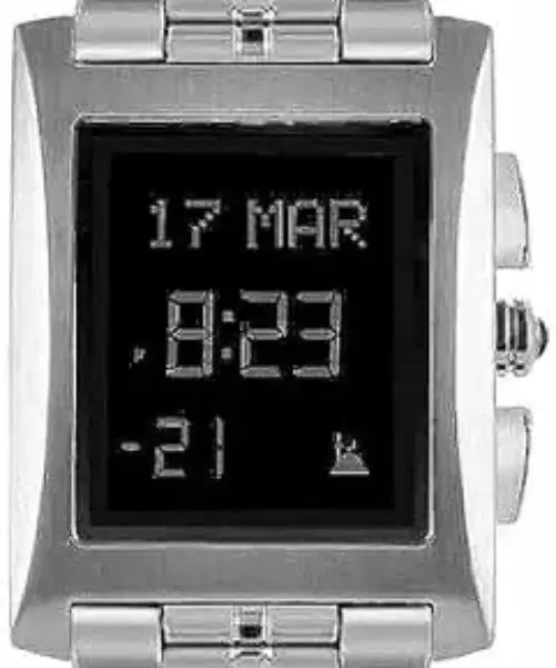 **AlFajr Gold Digital Quartz Watch with Silver Bezel**