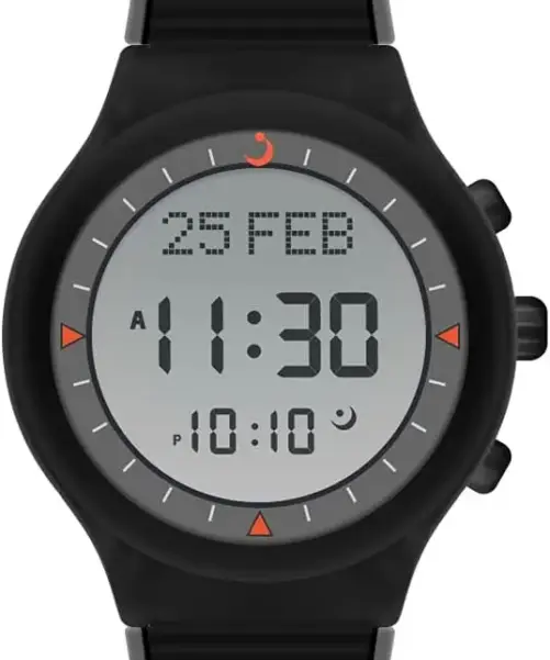 Fajr Digital Prayer Watch, Black/Grey, Rubber Band
