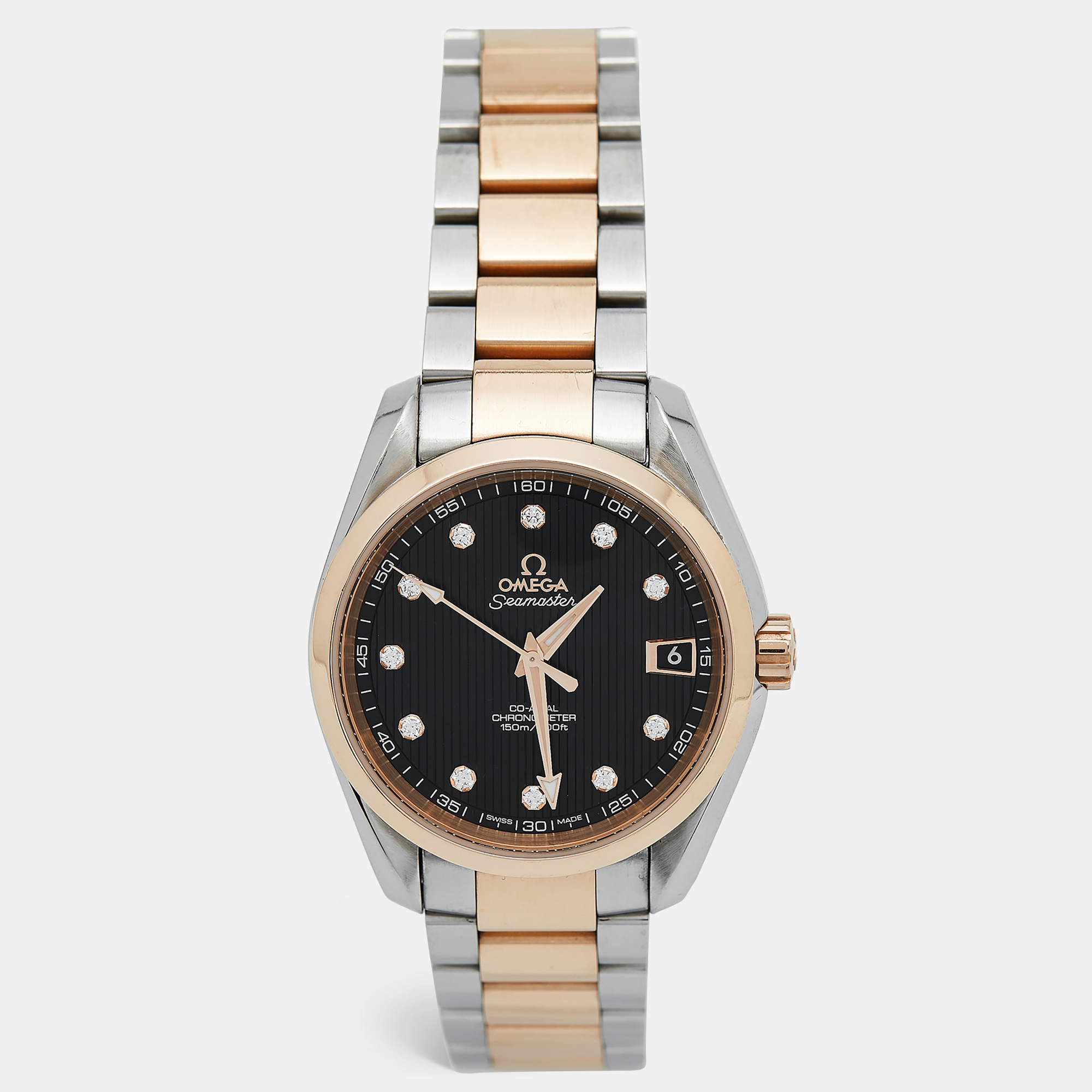 Omega Seamaster Aqua Terra | 231.20.39.21.51.002 | Diamond Black Dial | 18K RG & Steel