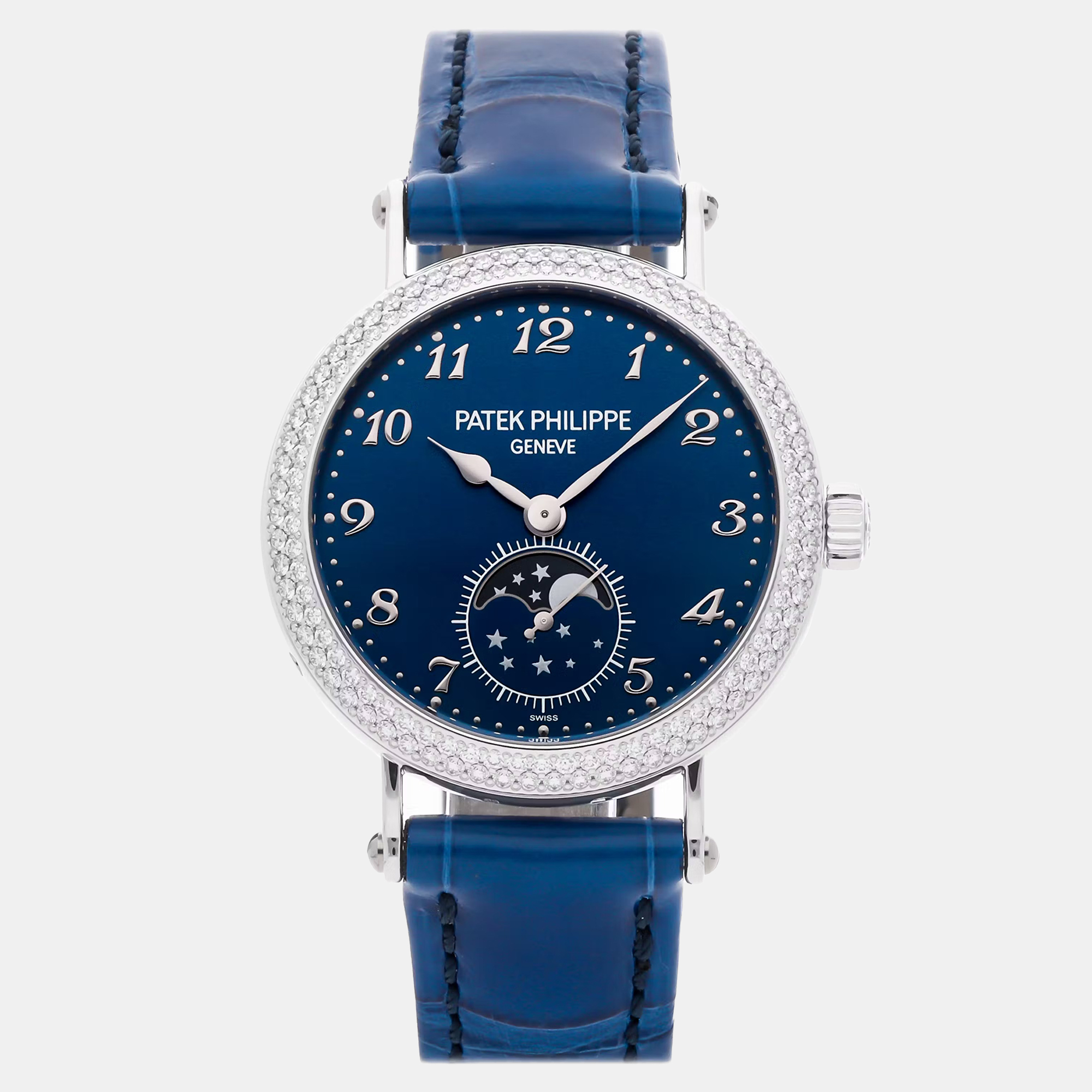 Patek Philippe Complications Moon Phases 7121/200G-001 | Diamond Bezel 18K WG Blue