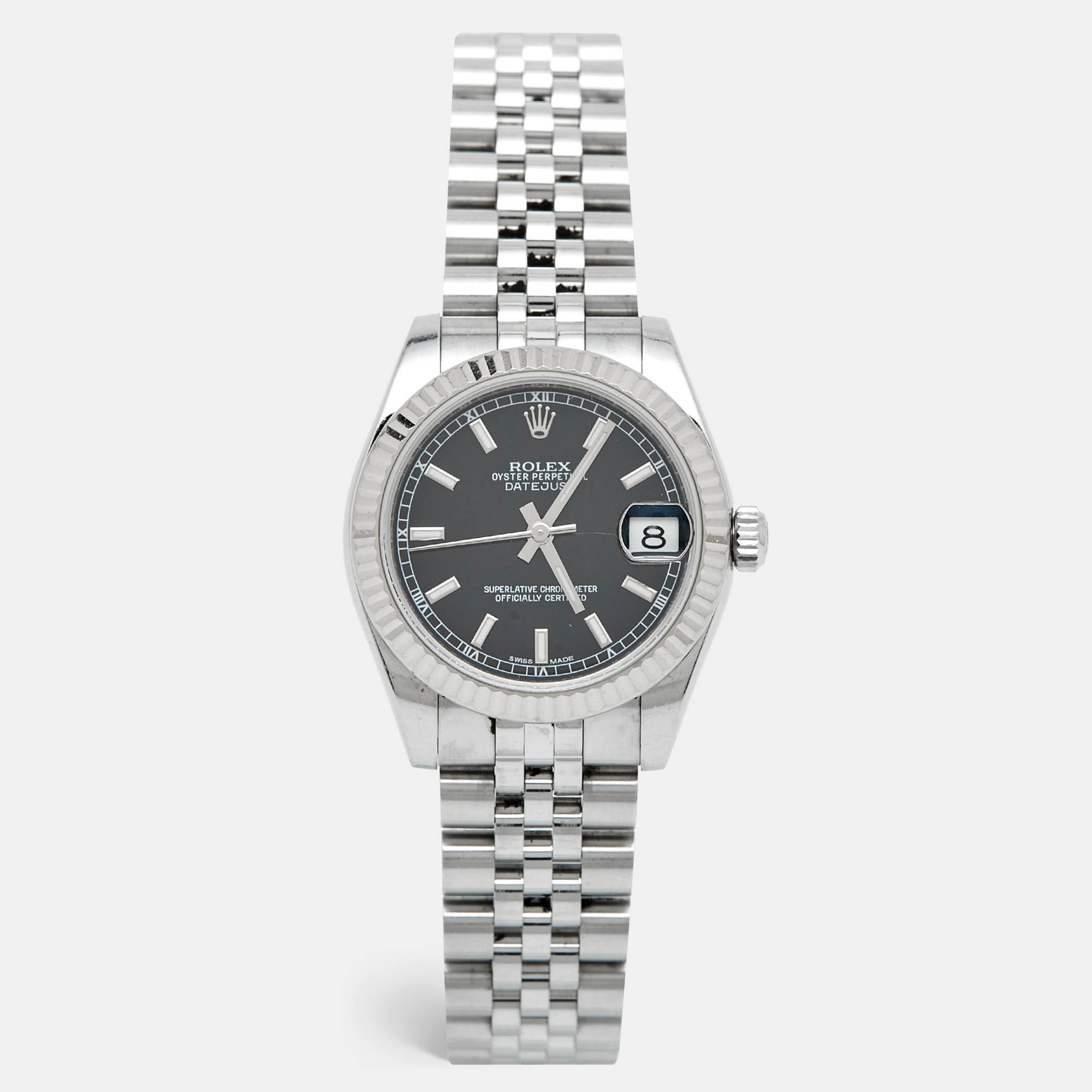 Rolex Datejust 31 178274 Black Dial in White Gold and Oystersteel