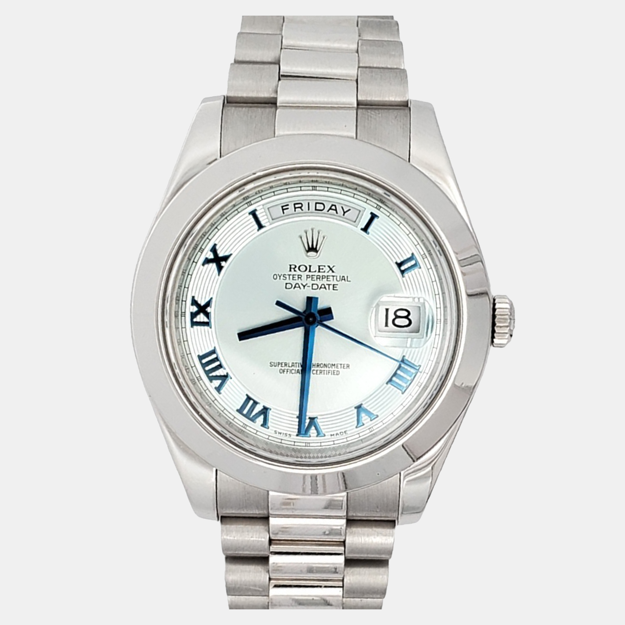 Rolex Day-Date II 40 218206 Platinum Ice Blue Dial President Bracelet