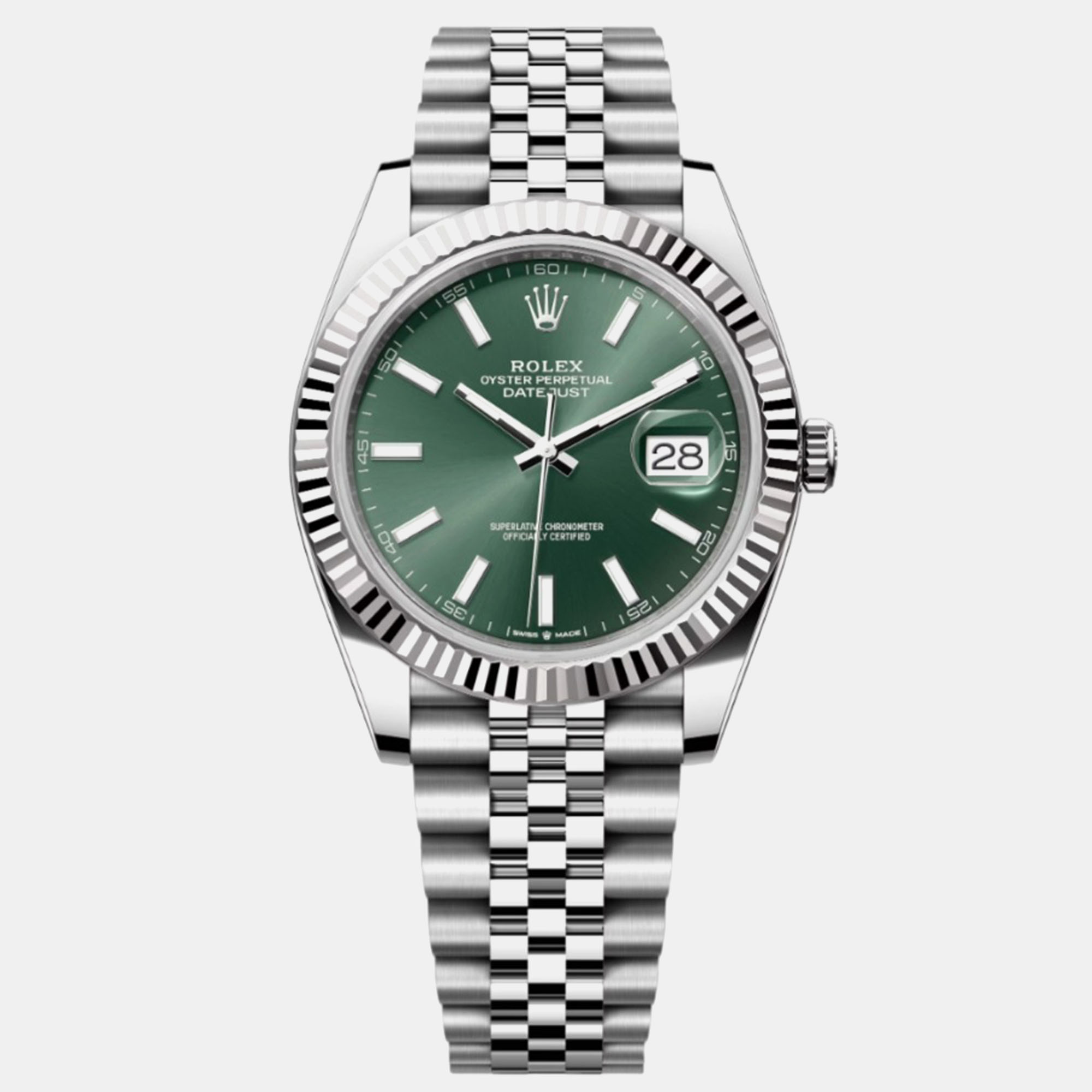 Rolex Datejust 41 126334 Mint Green Dial Oystersteel & White Gold