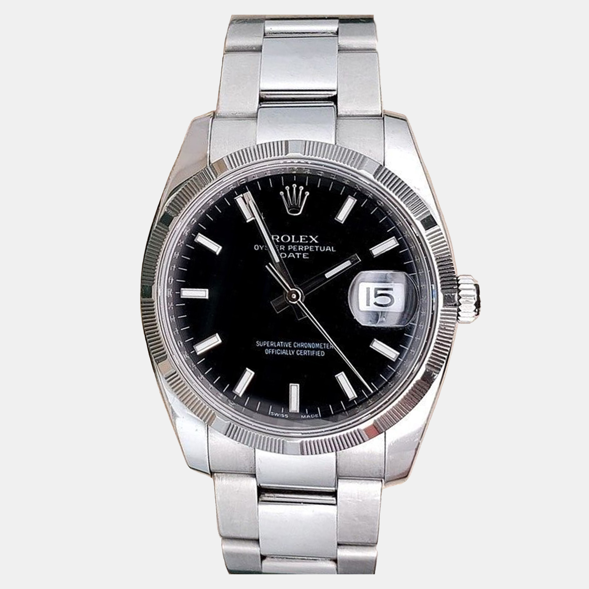 Rolex Oyster Perpetual Date 34 115210 in Oystersteel with Black Dial