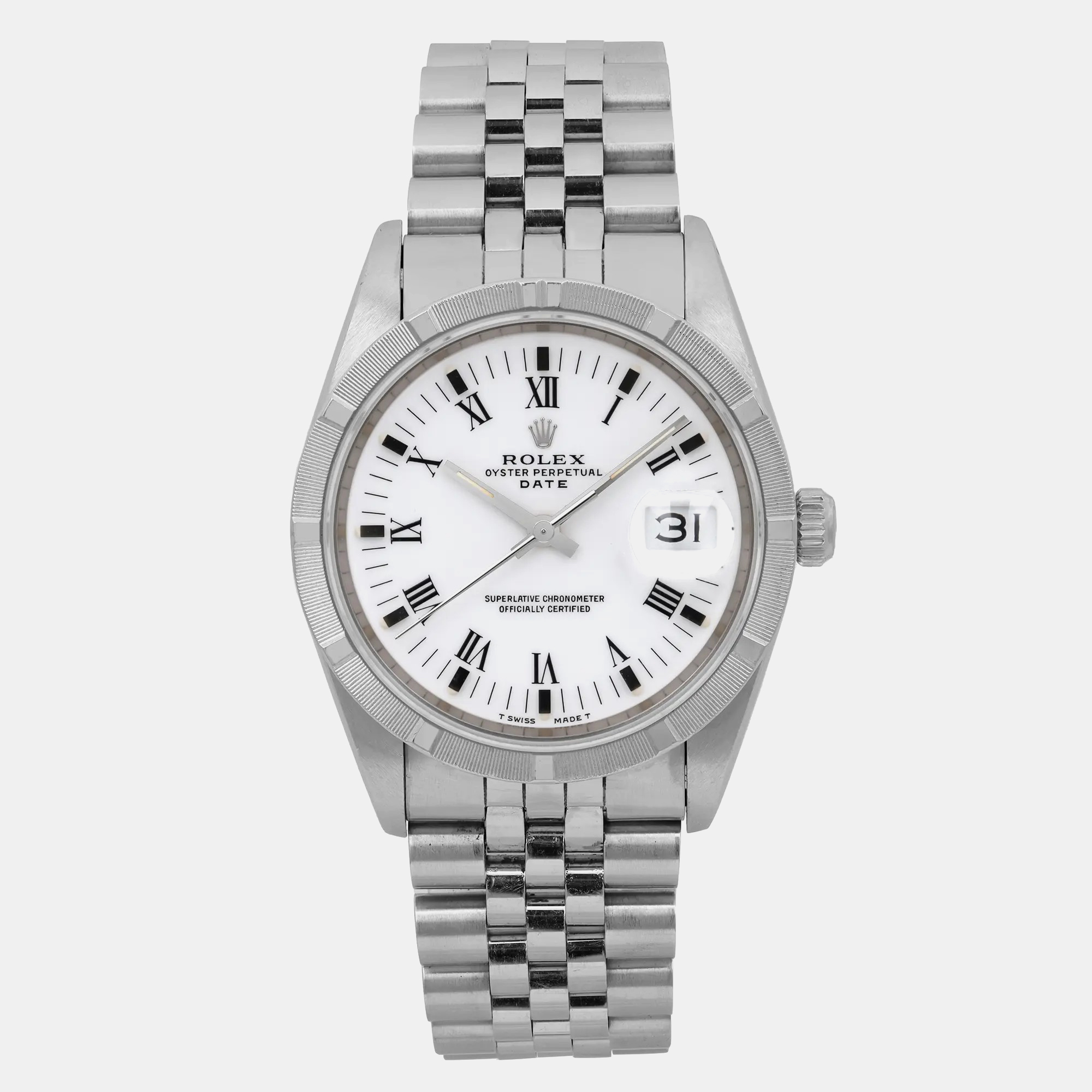 Rolex Oyster Perpetual Date 34 15210 in Oystersteel with White Dial