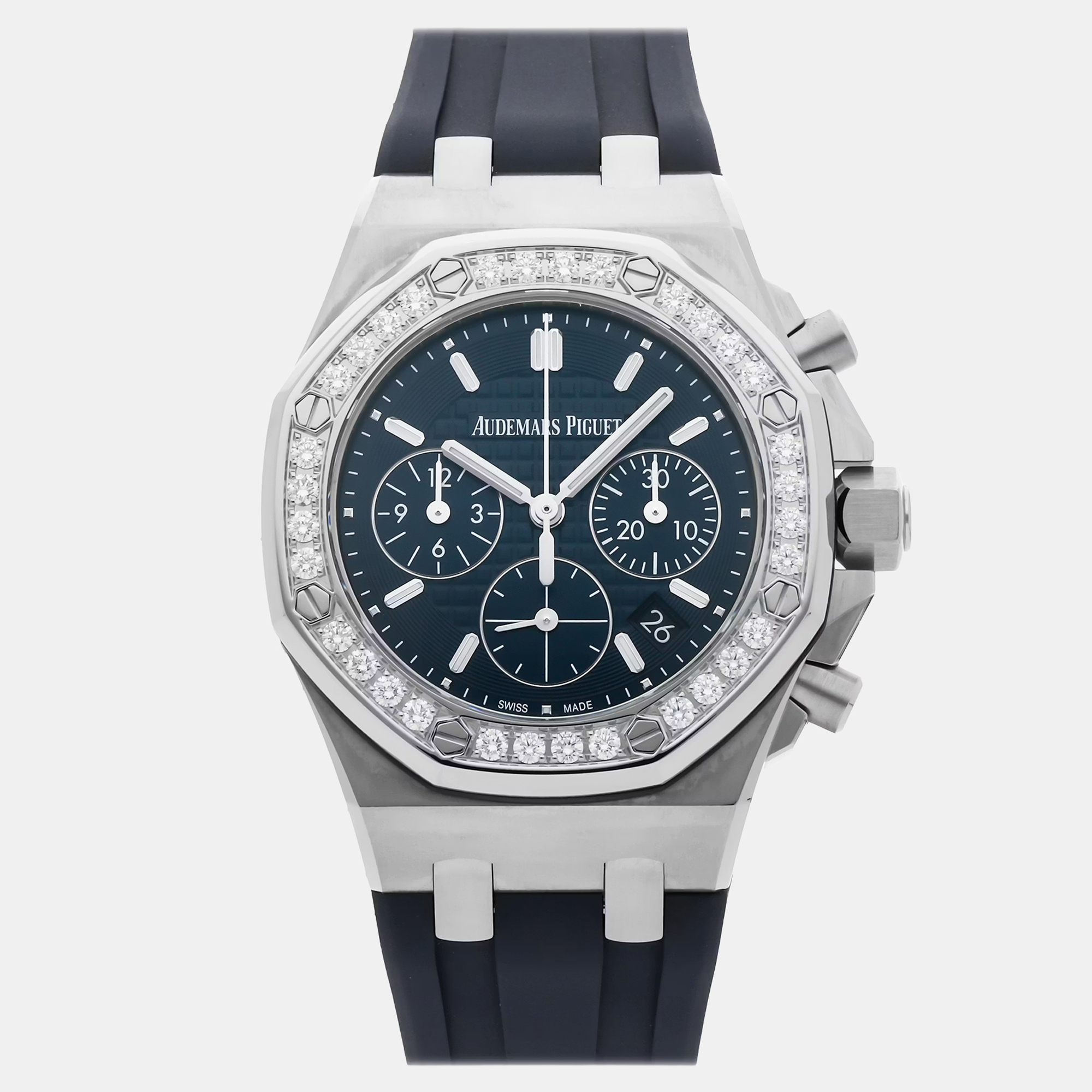 Audemars Piguet Royal Oak Offshore 26231ST.ZZ.D027CA.01 Blue Stainless Steel Diamonds Automatic Men Wristwatch 37mm