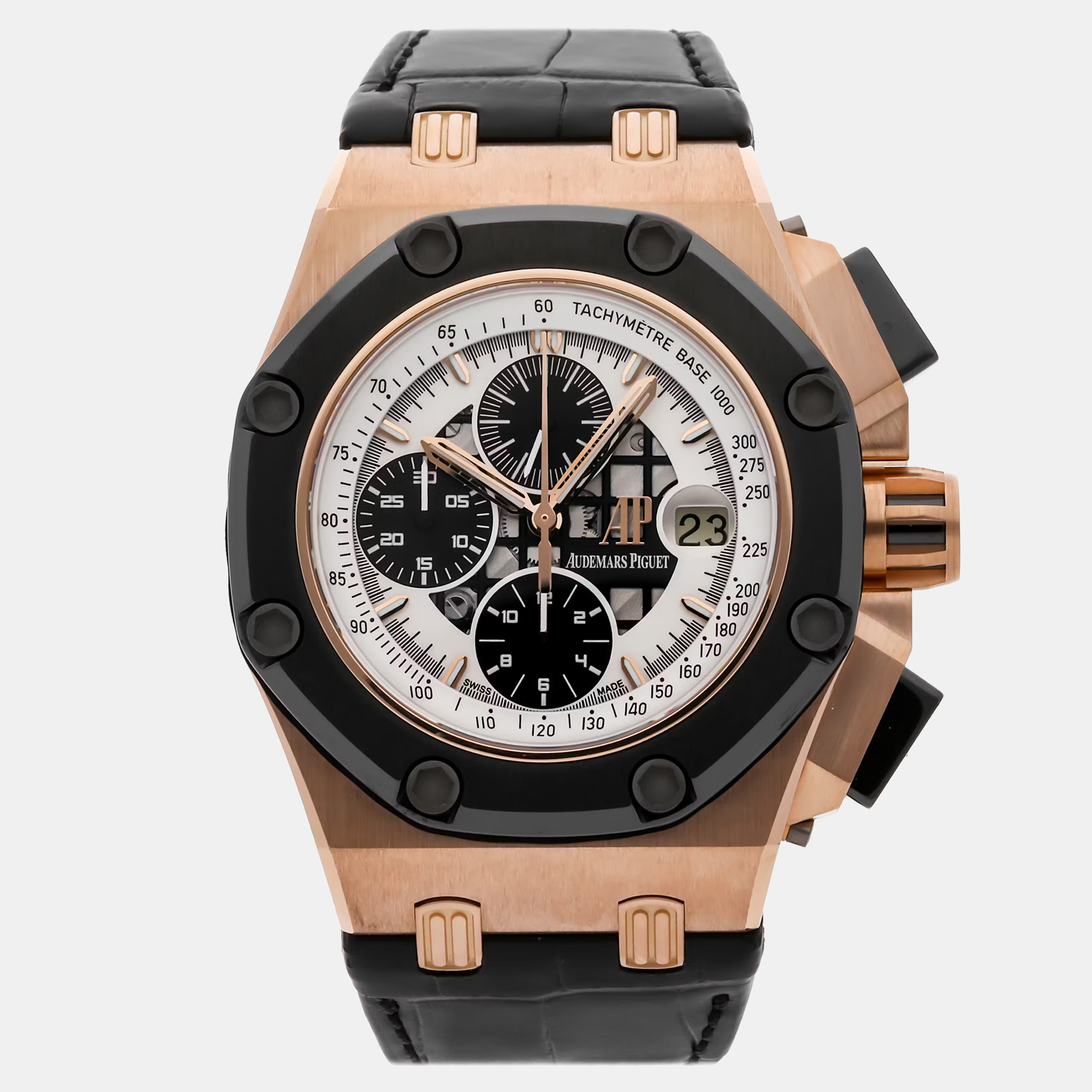 Audemars Piguet Royal Oak Offshore 26078RO | Rubens Barrichello | 44mm Rose Gold Chronograph Black Dial