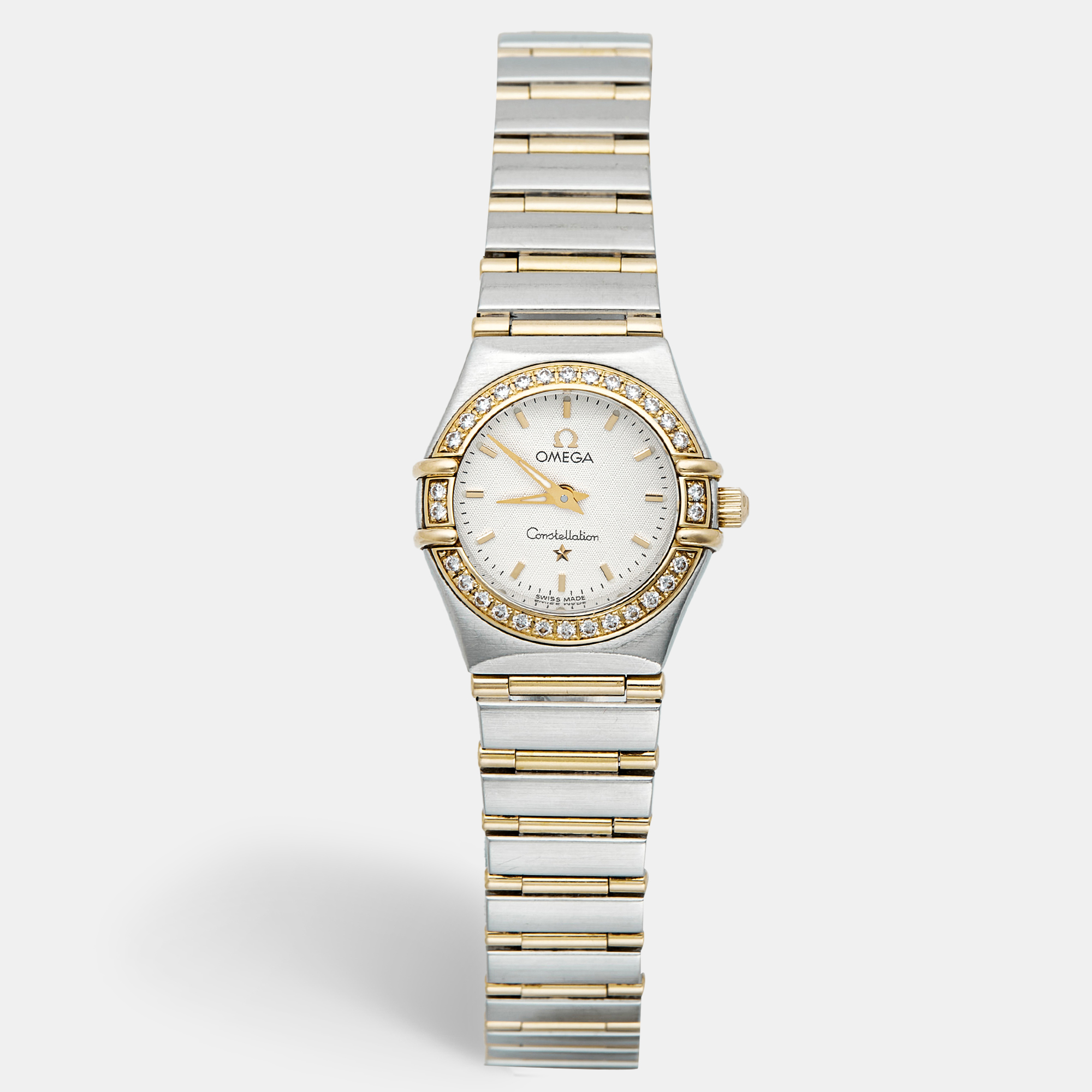 Omega Constellation | Diamond Bezel | Silver Dial | 18k Gold Steel 22.5mm