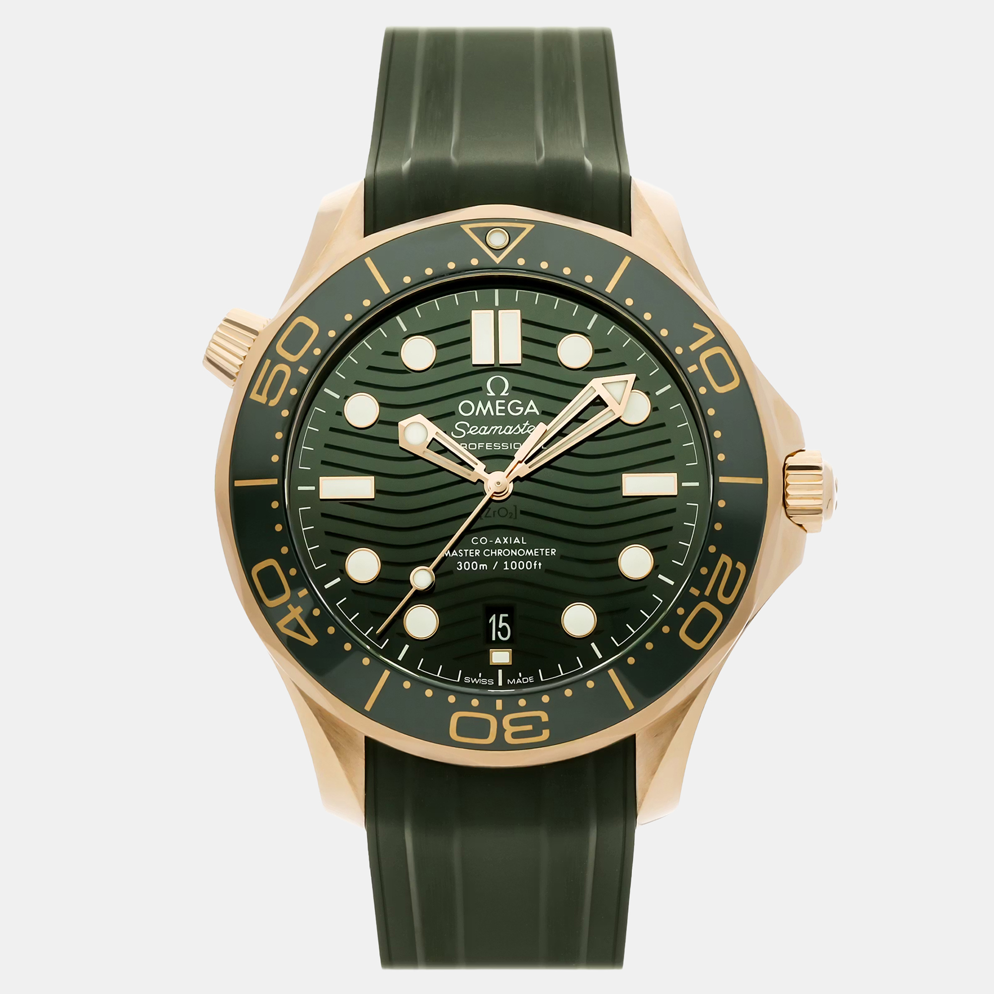 Omega Seamaster Diver 300M | 18K Yellow Gold | Green Dial | 42mm