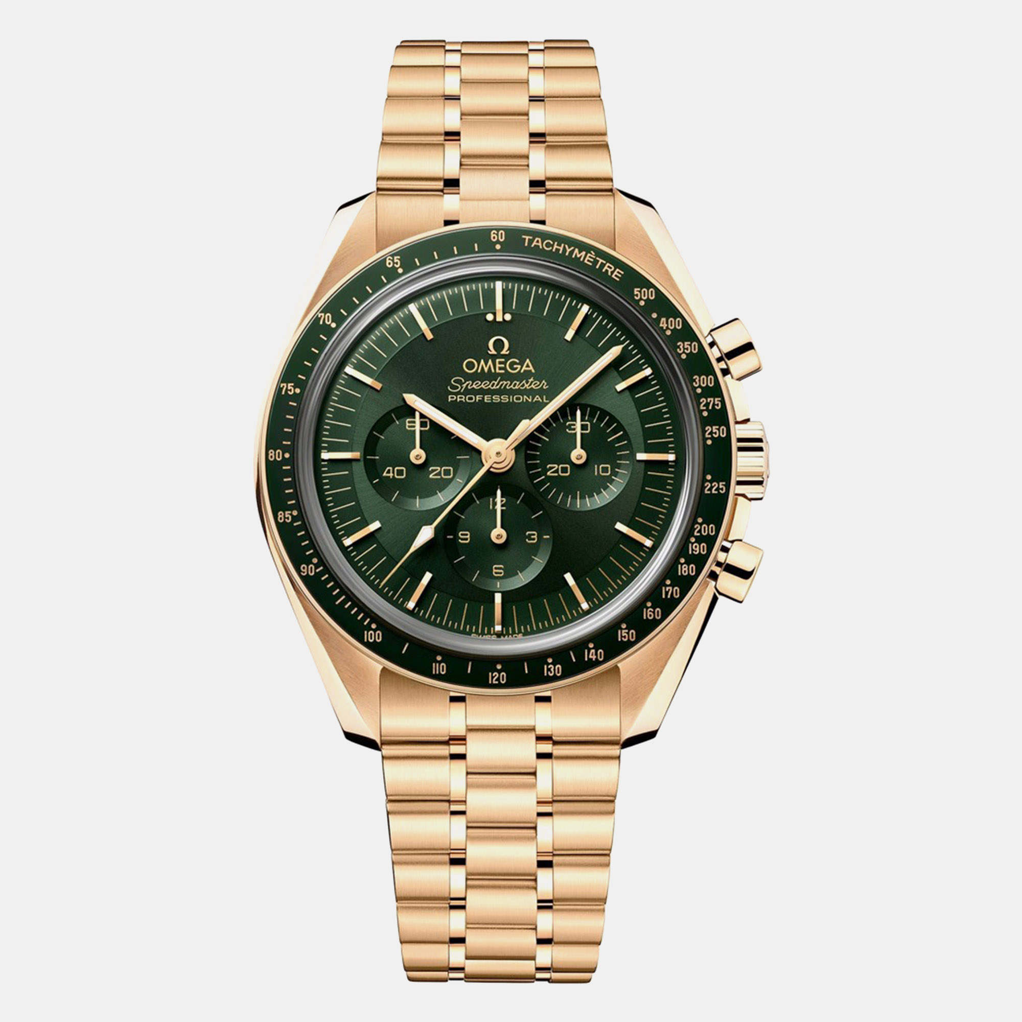 Omega Speedmaster Moonwatch | 18K Moonshine Gold Green Dial | 310.60.42.50.01.001