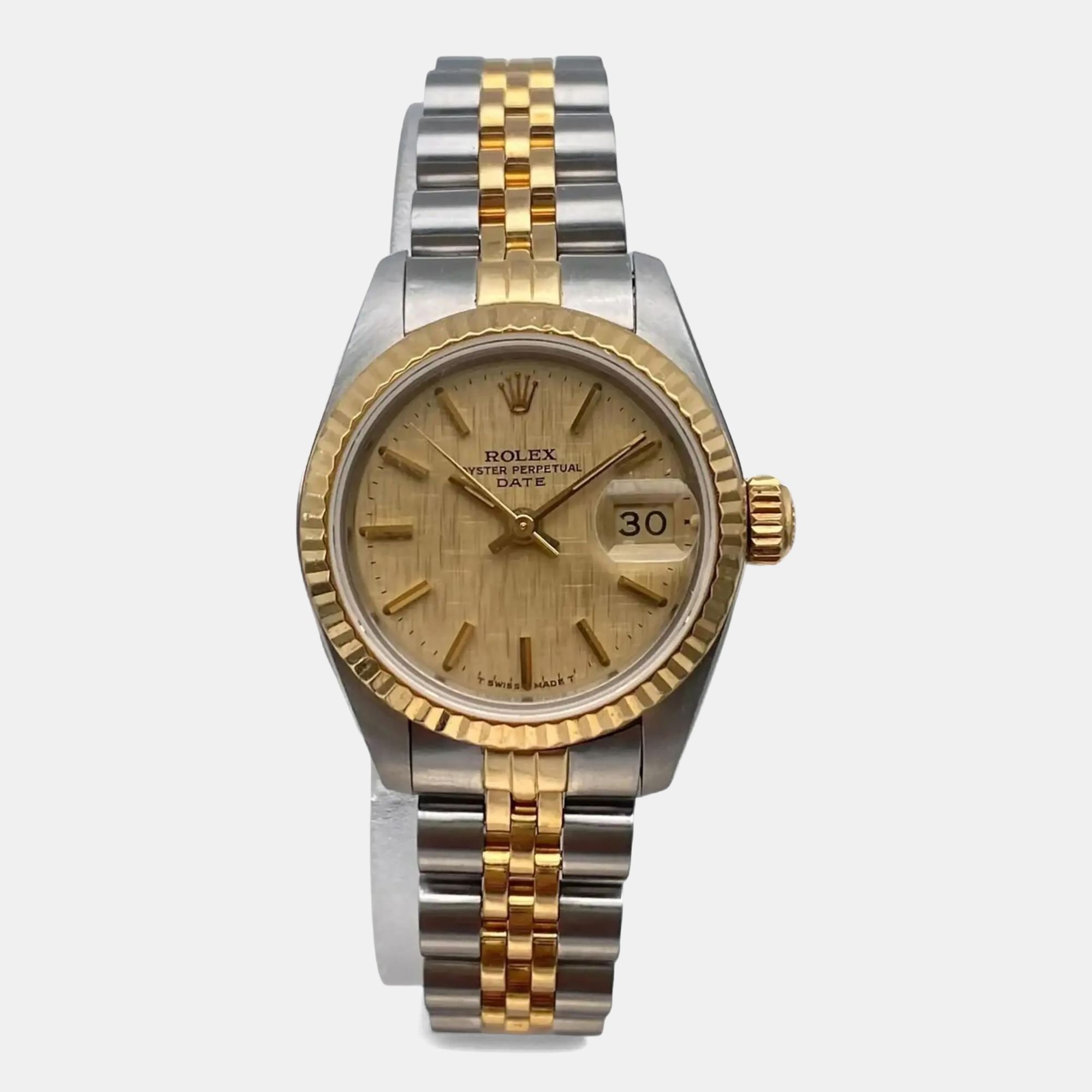 Rolex Datejust 26 69173 Beige Linen Dial Yellow Gold Steel