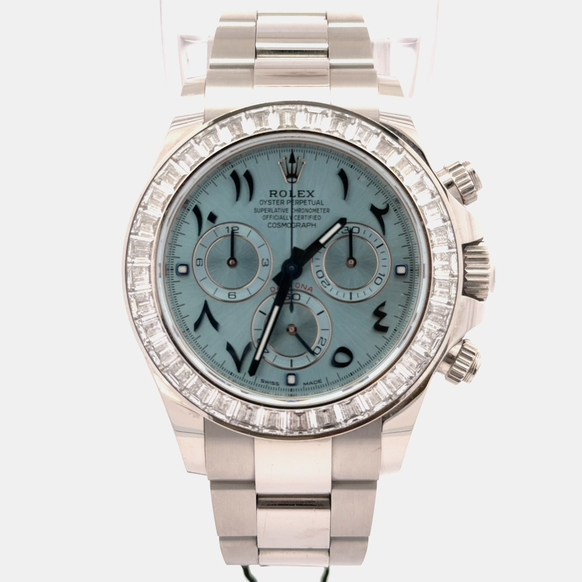 Rolex Cosmograph Daytona 116576 Blue Platinum Diamond Bezel