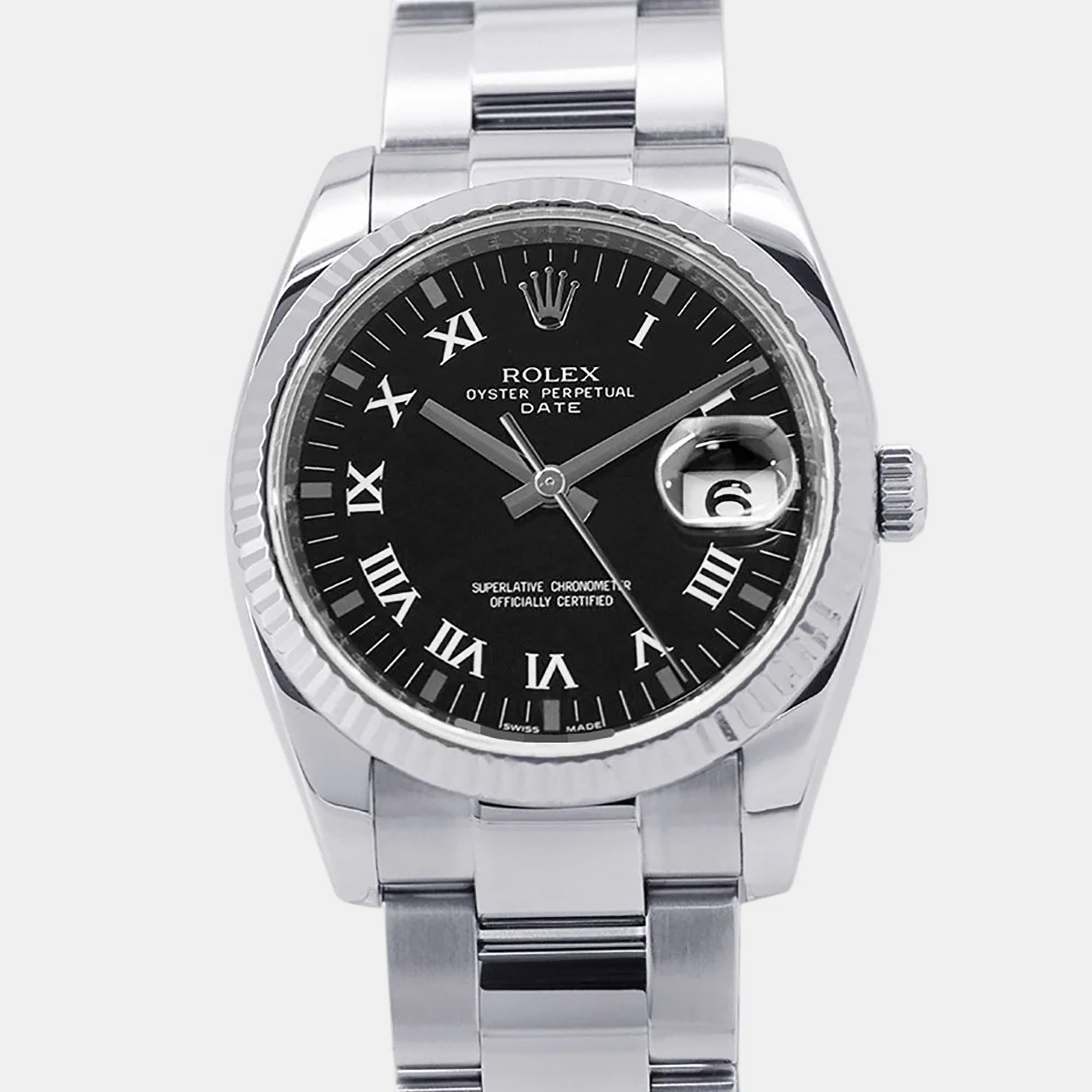 Rolex Datejust 34 115234 Black Dial in White Gold & Steel