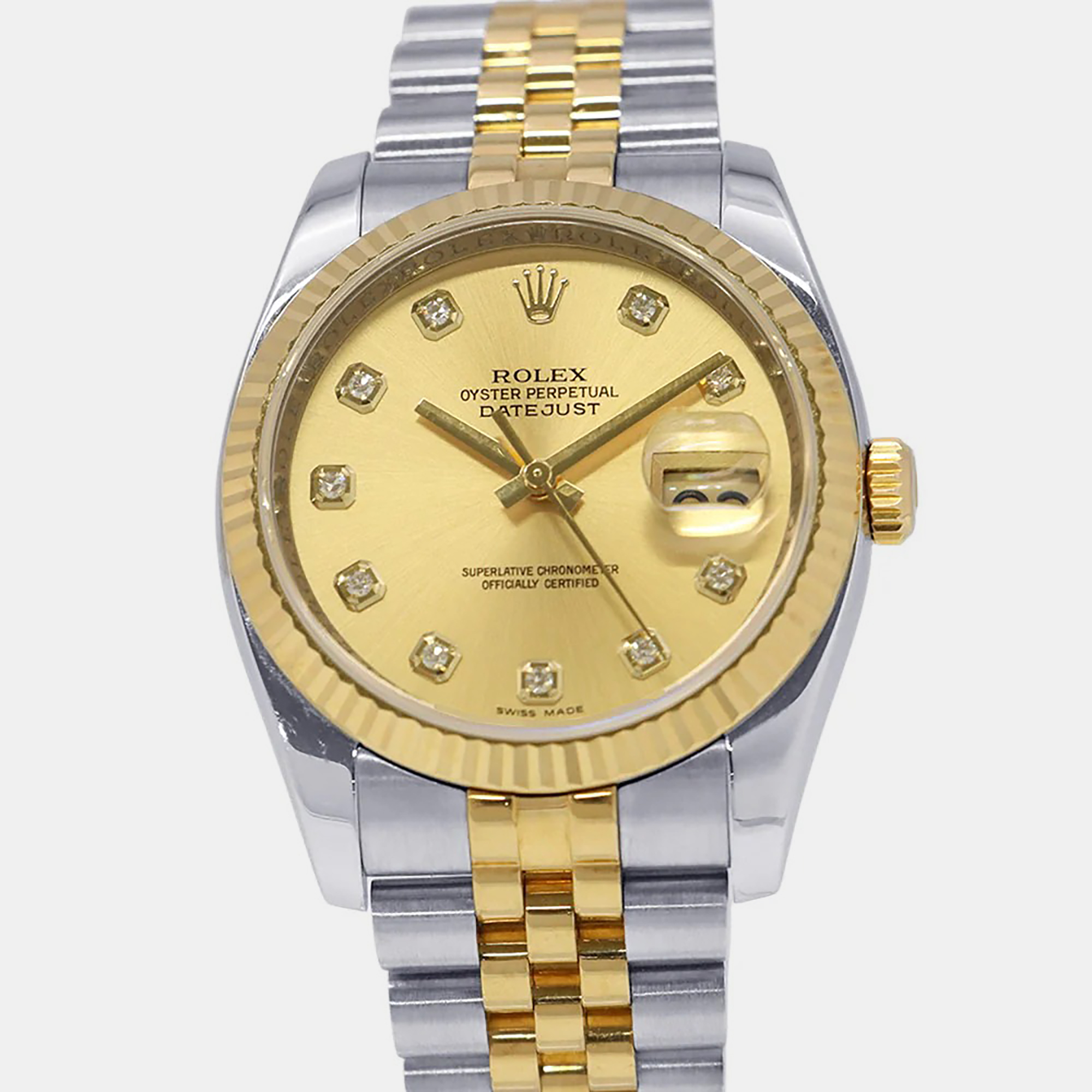 Rolex Datejust 36 116233G Yellow Gold Steel Diamond