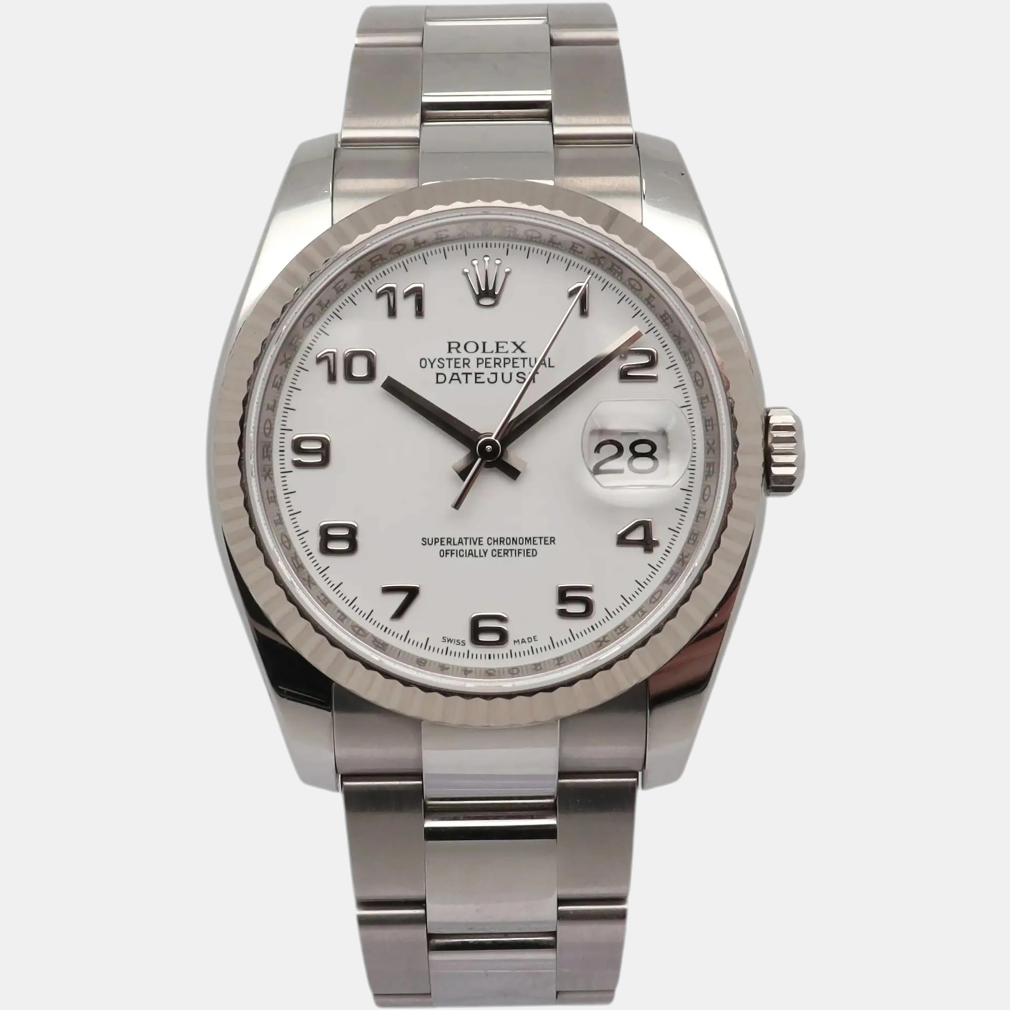 Rolex Datejust 36 116234 White Dial in Steel & White Gold