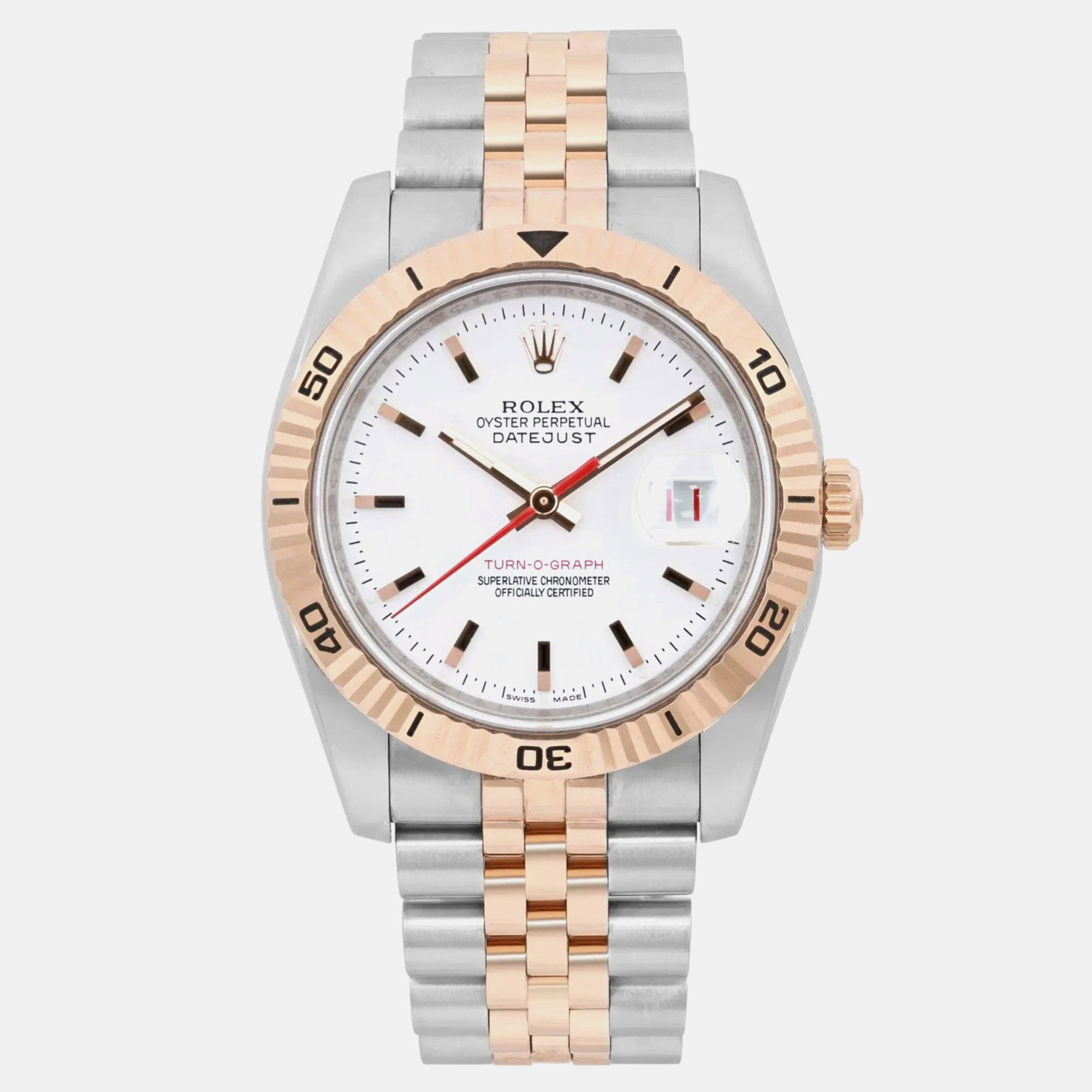 Rolex Datejust 36 116261 White Dial Everose Gold Steel