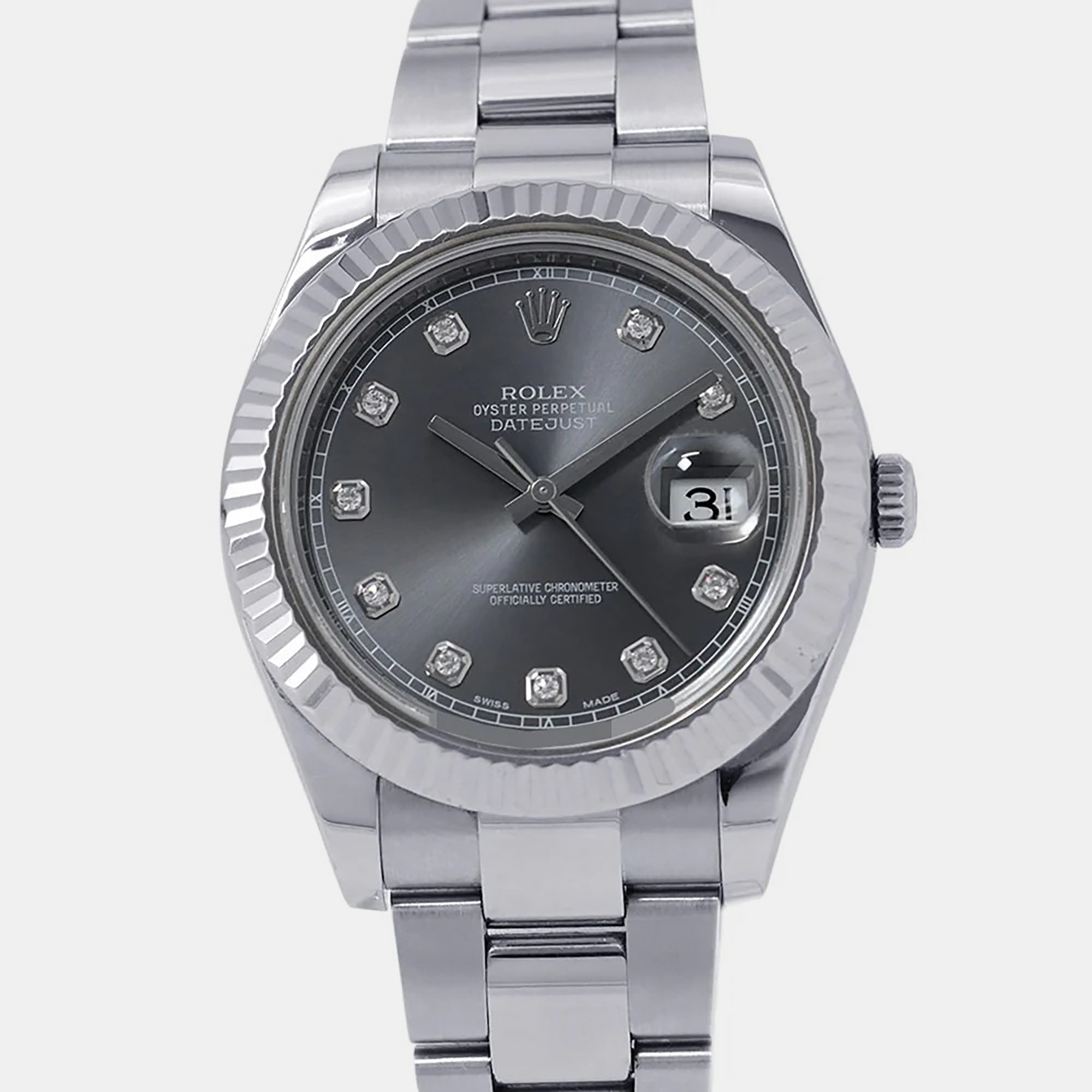 Rolex Datejust 41 116334 Grey Dial in White Gold and Steel