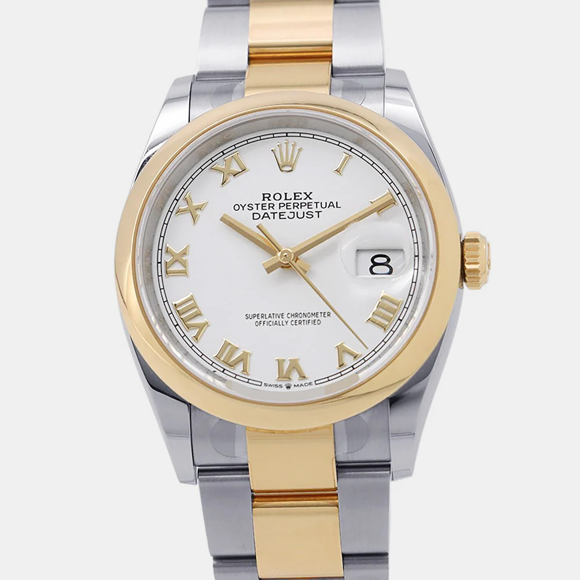 Rolex Datejust 36 126203 White Dial in Steel & Yellow Gold