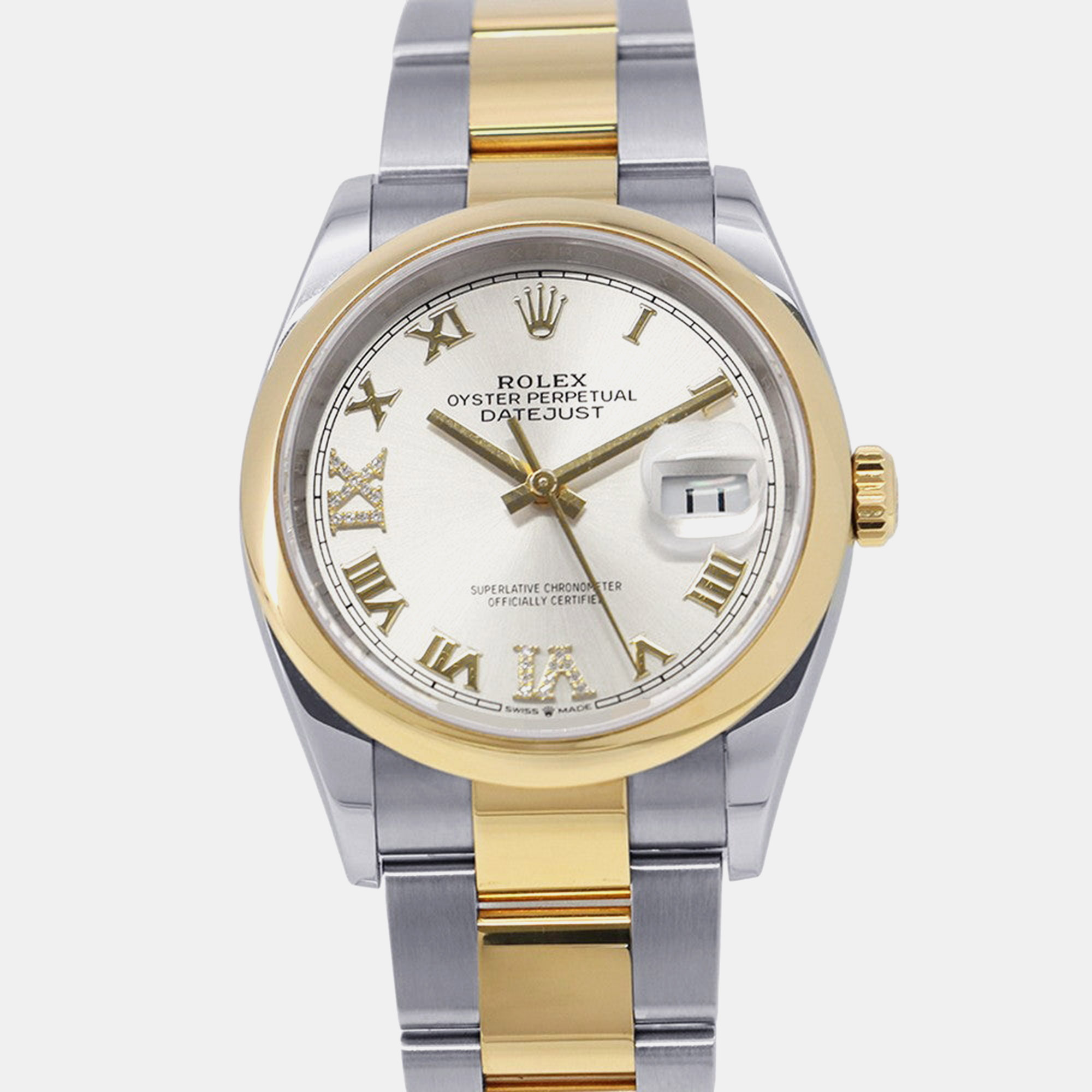 Rolex Datejust 36 126203 White Dial in Yellow Gold & Steel