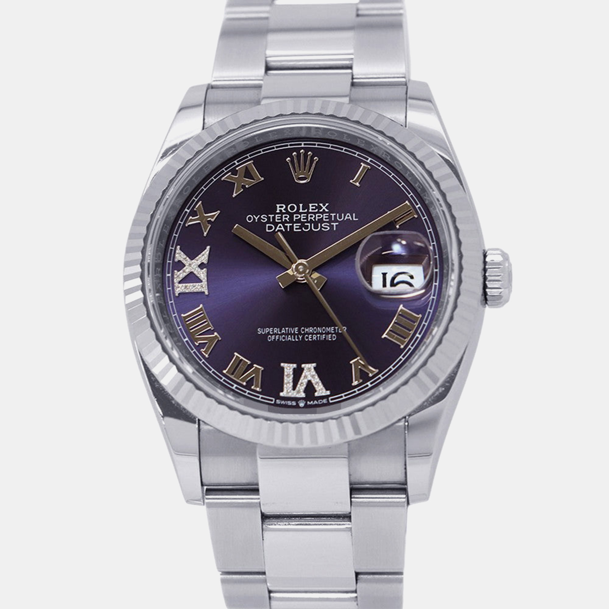 Rolex Datejust 36 126234 Aubergine Dial White Gold Bezel