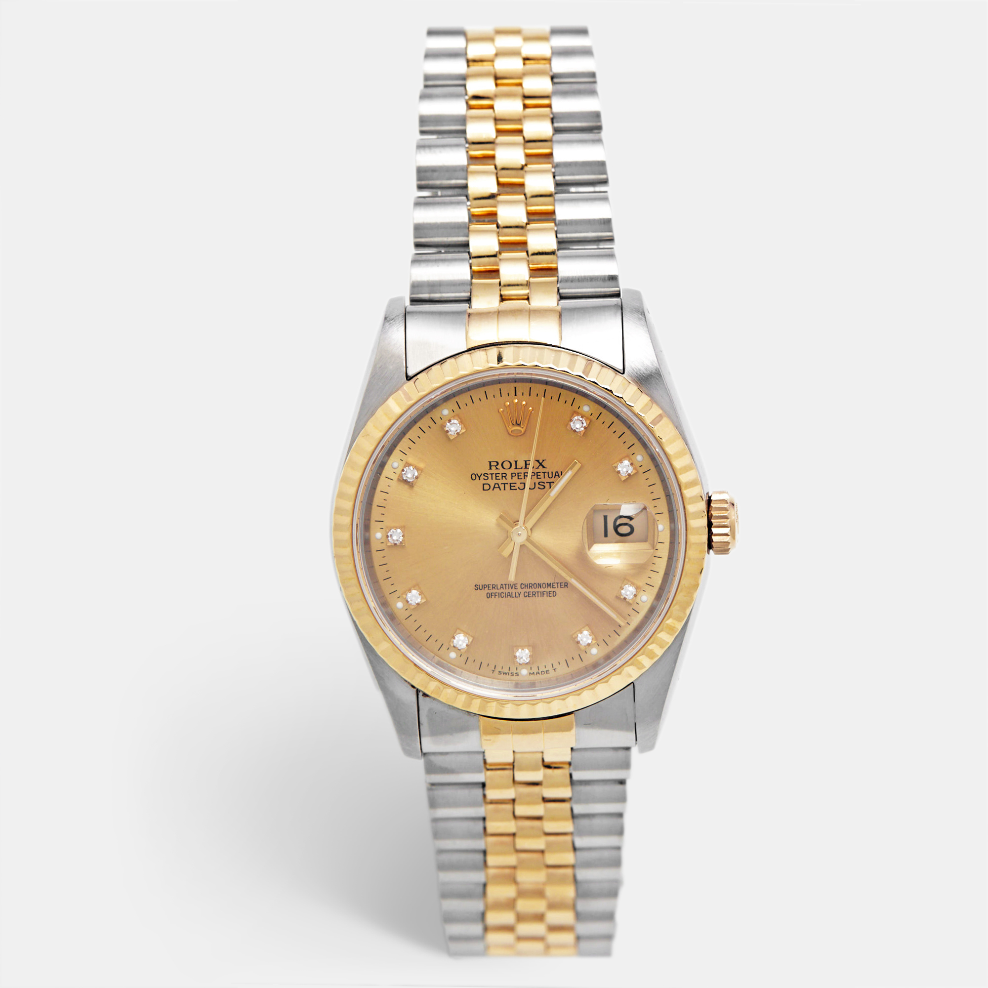 Rolex Datejust 36 16233 Champagne Dial Two-Tone Gold Steel