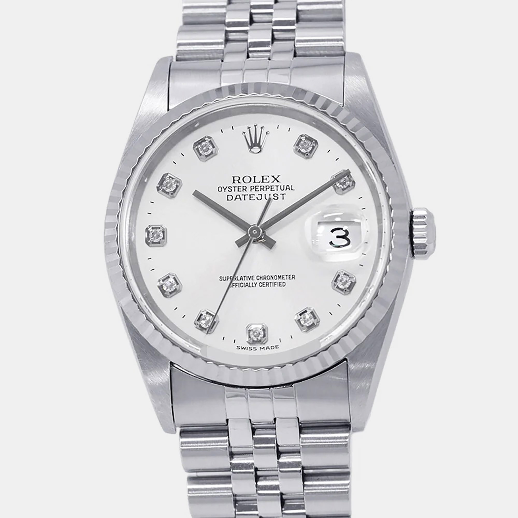 Rolex Datejust 36 16234 White Dial Oystersteel & White Gold