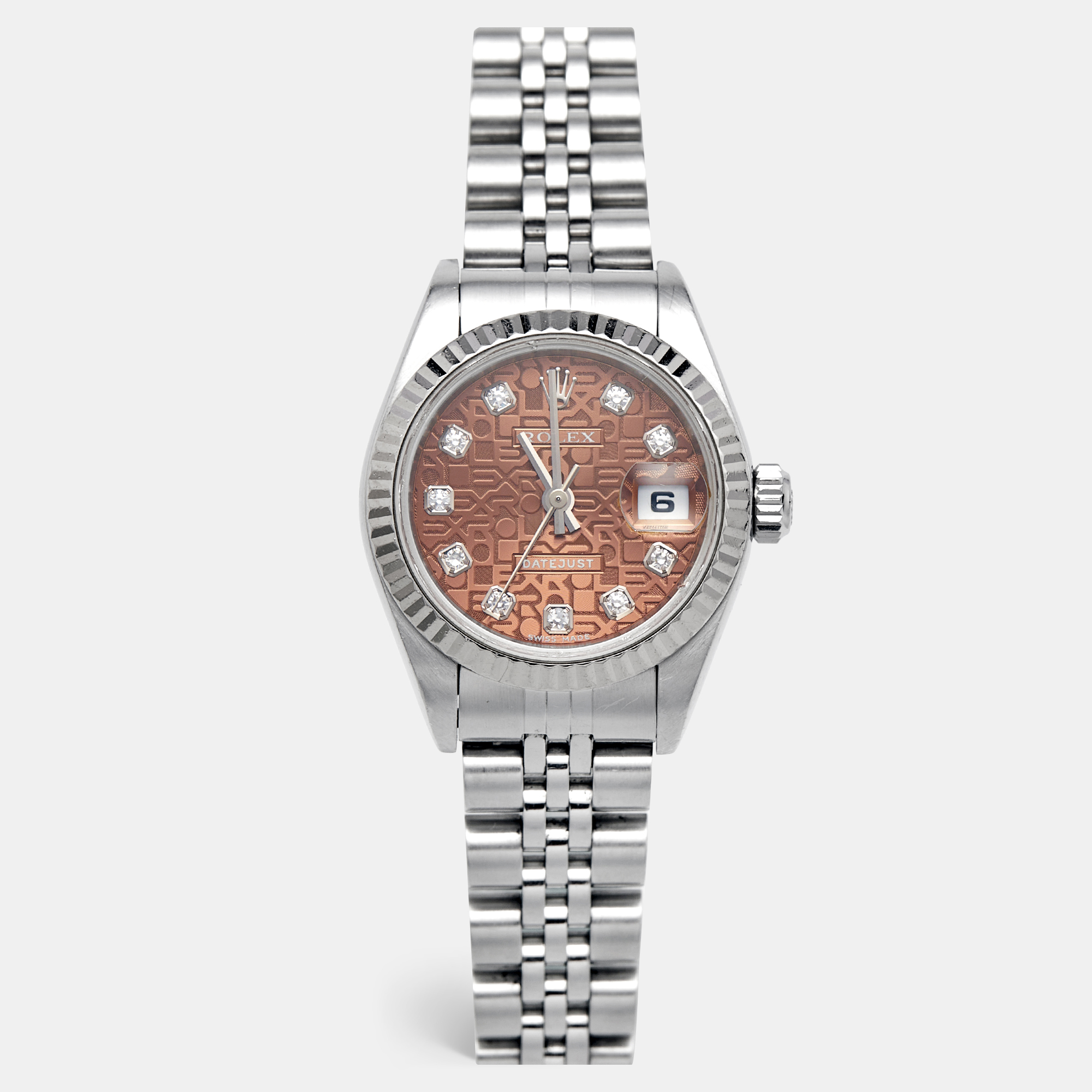 Rolex Datejust 26 79174 Salmon Dial White Gold Steel
