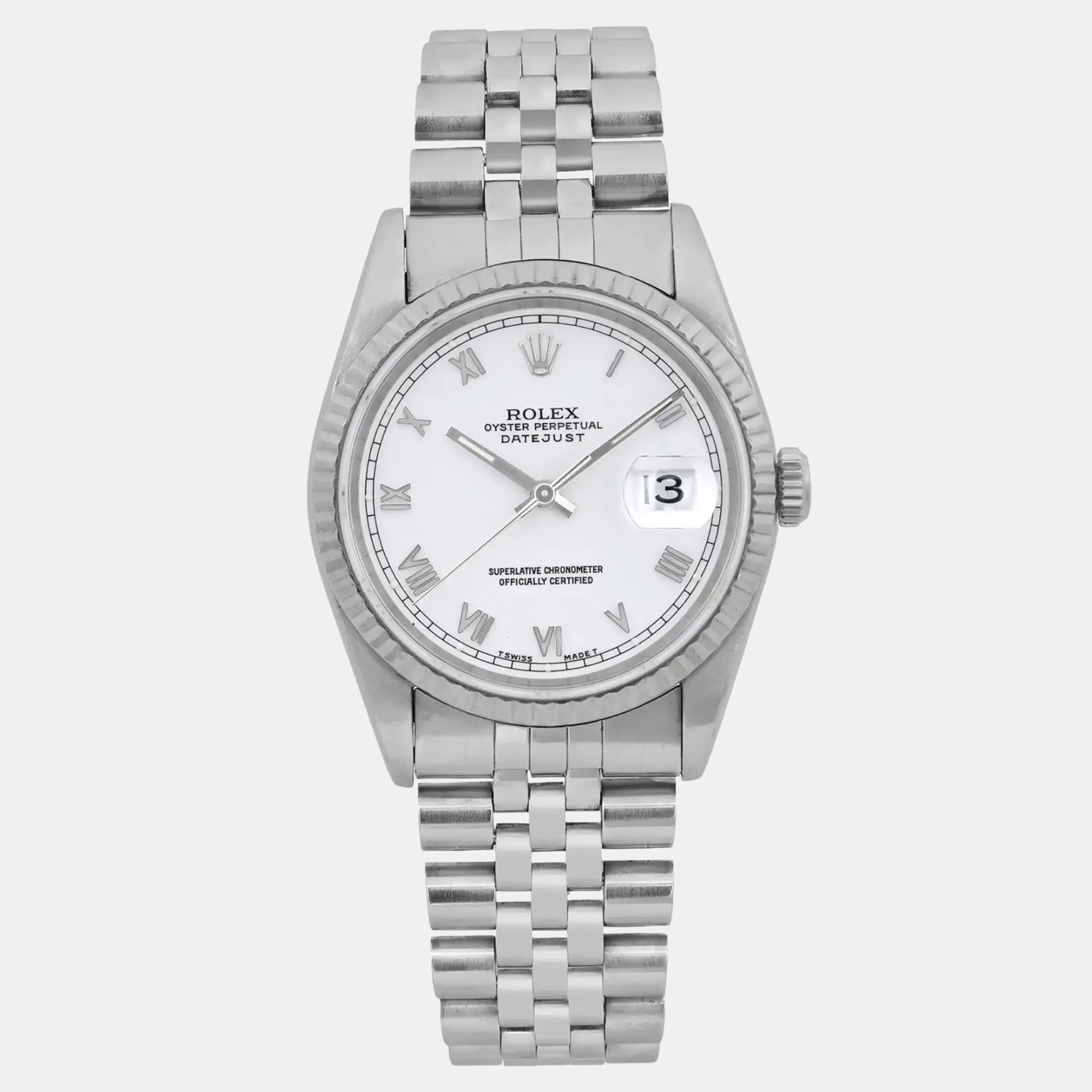 Rolex Datejust 36 White Dial in White Gold Steel