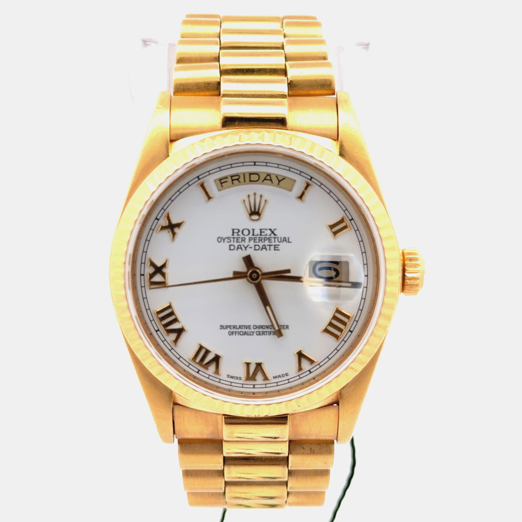 Rolex Day-Date 36 18038 in 18k Yellow Gold White Dial