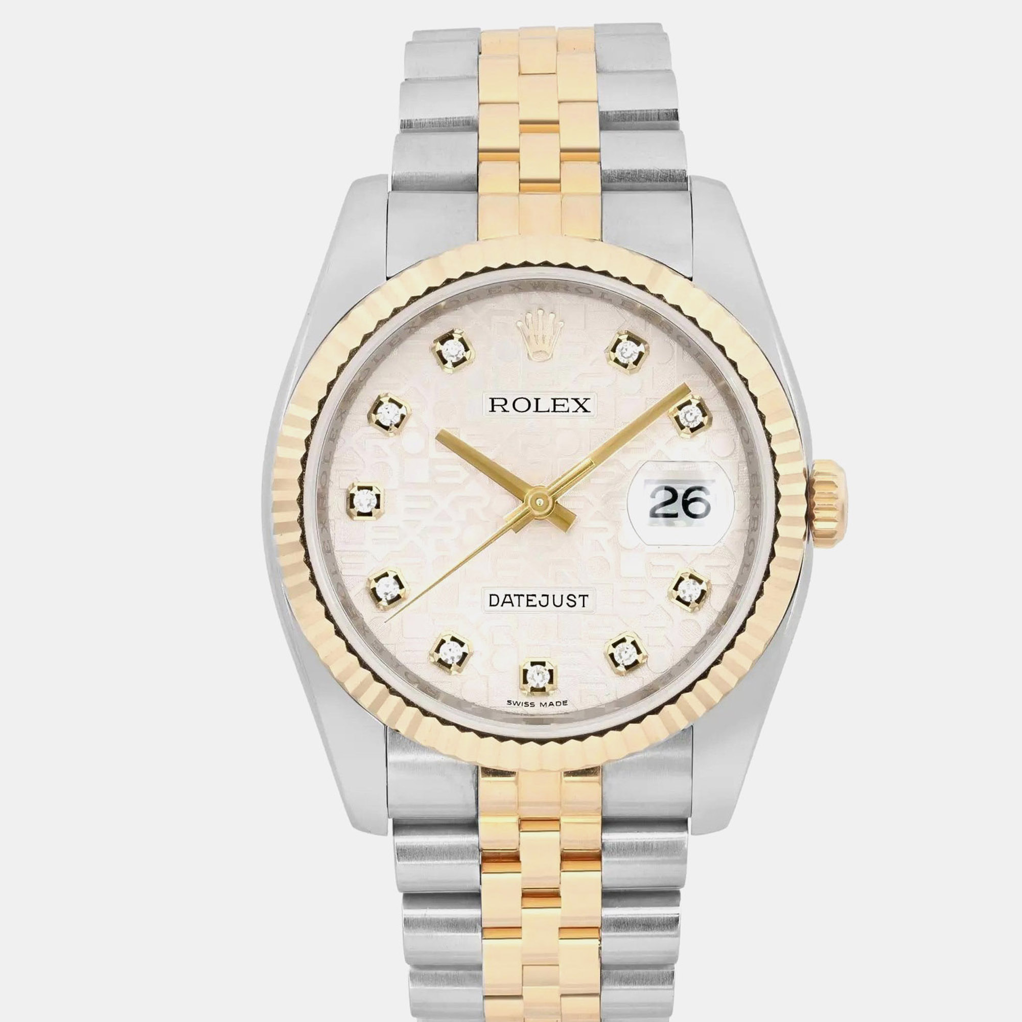 Rolex Datejust 36 116233 Yellow Gold Steel Silver Dial