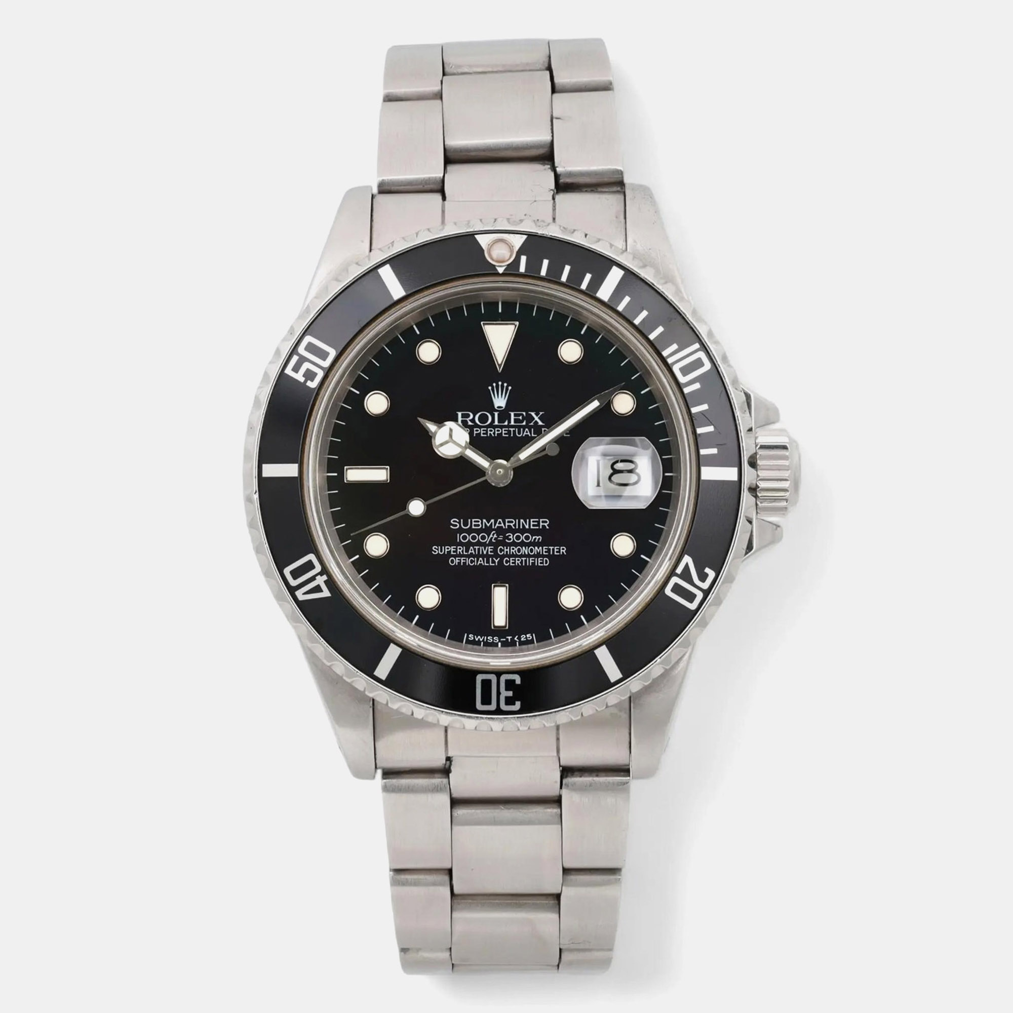 Rolex Submariner 16800 Black Stainless Steel Automatic Men’s 40mm Wristwatch