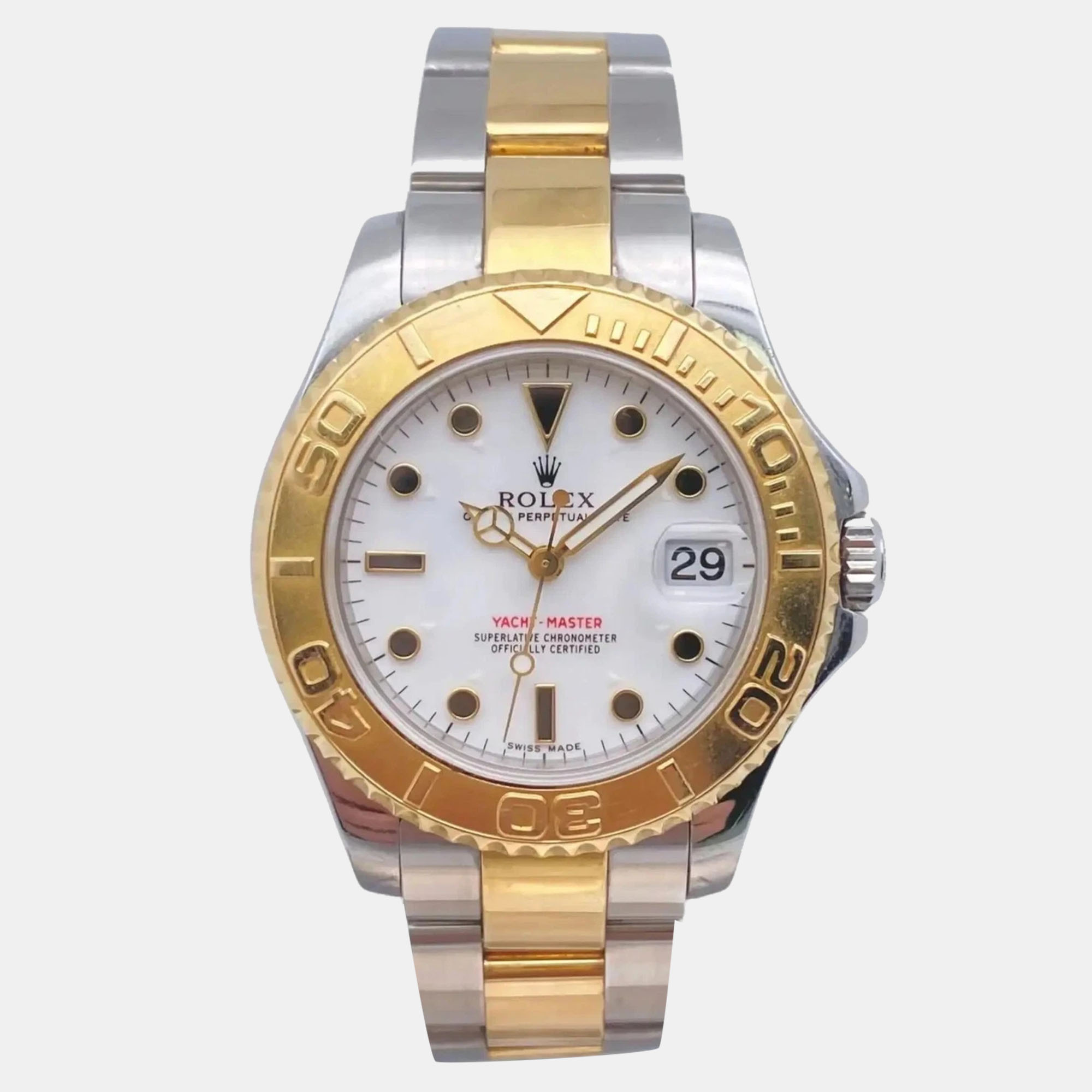 Rolex Yacht-Master 35 168623 in Steel & Yellow Gold White Dial