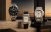 Unbranded diver, rectangular dress watch and integrated sports watch in a refined editorial still life