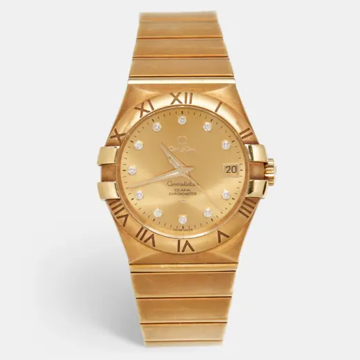 Omega Constellation 123.50.35.20.58.001 | 18K Yellow Gold | Diamond Champagne Dial | 35mm