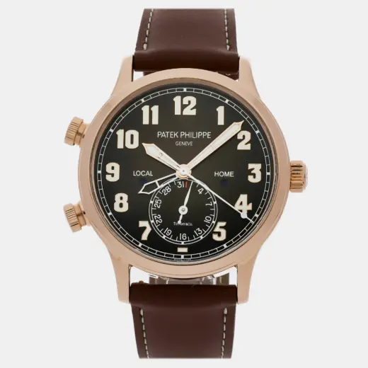 Patek Philippe Calatrava Pilot Travel Time | 18k Rose Gold | Brown