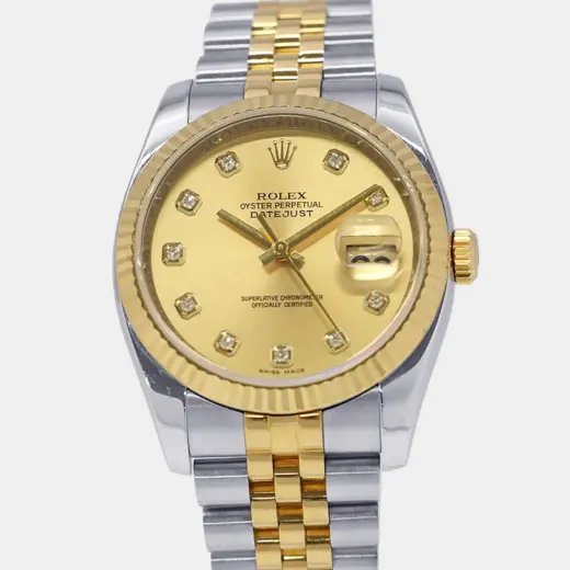 Rolex Datejust 36 116233G Yellow Gold Steel Diamond